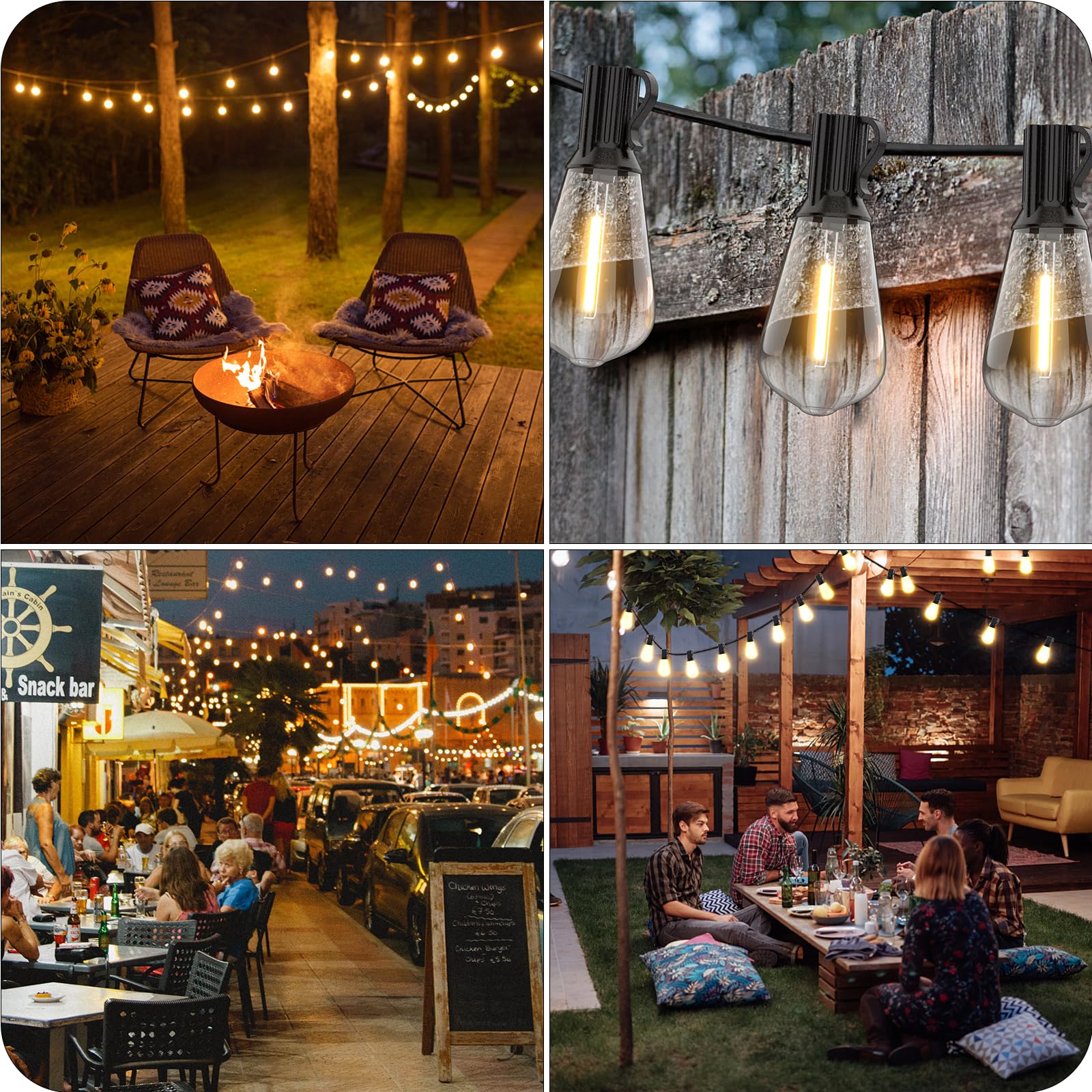 Apesaipu Outdoor String Lights 100ft ST38 with Waterproof Shatterproof 50(+2) LED Bulbs,Outside Hanging Vintage Edison Lights for Patio, Porch,Deck,Garden,Backyard,2500K Low Voltage (no dimmable)