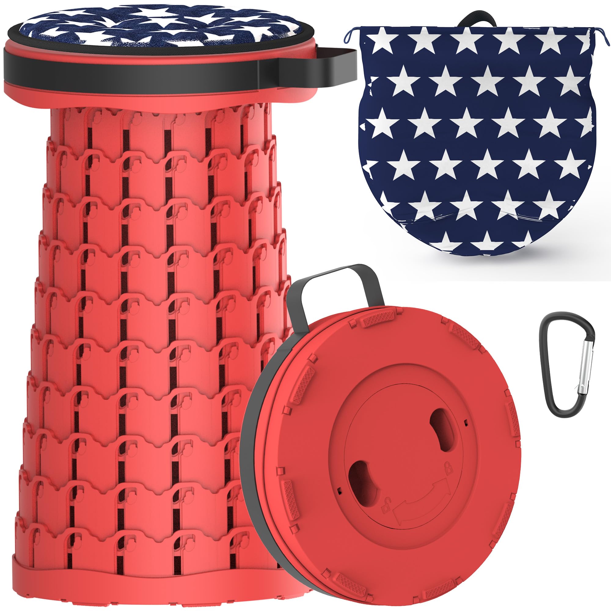 ALEVMOOM Upgraded Retractable Folding Stool Camping Stool, Collapsible Telescoping Stool for Adults, Lightweight Yet More Sturdy, Folding Seats for