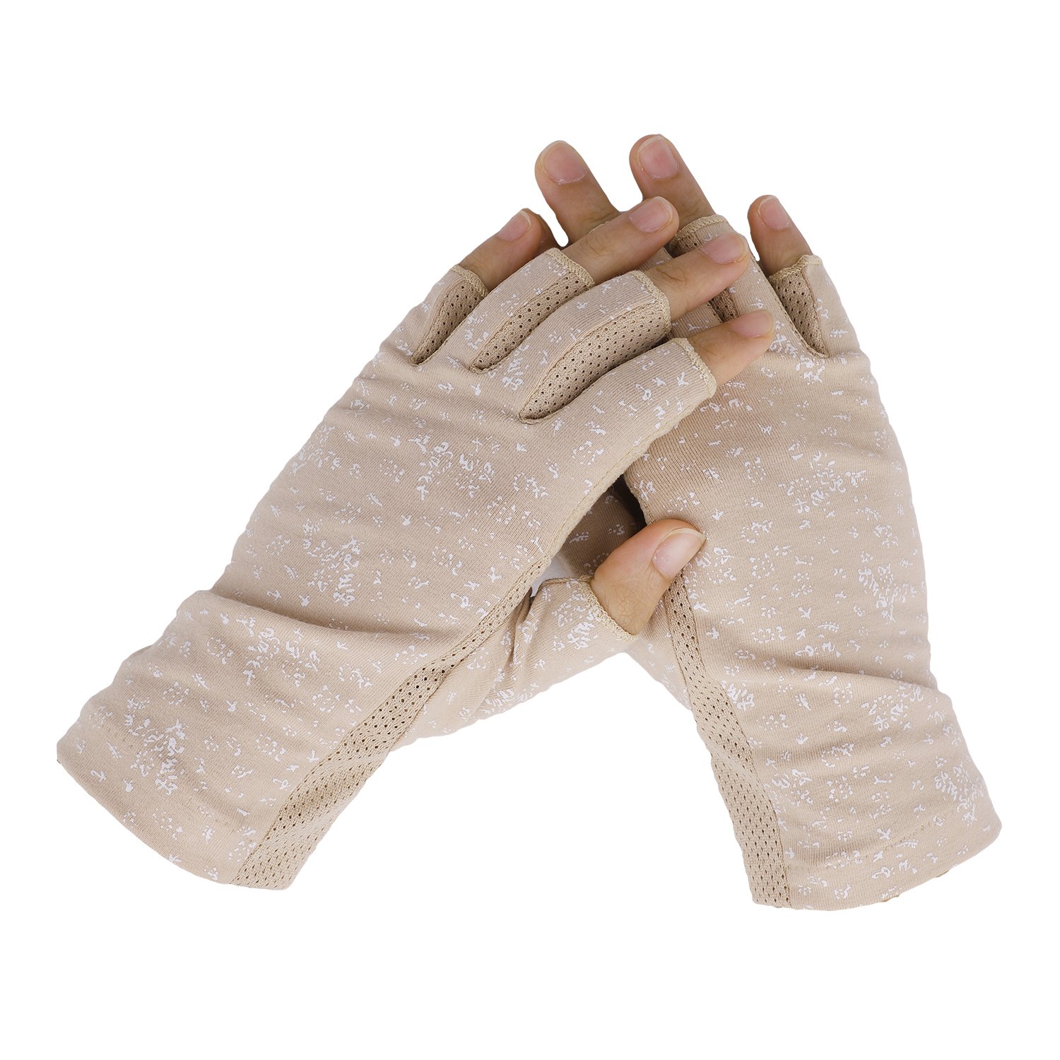 Juruaa Guanti Uomo Senza Dita - Protezione UV, Antiscivolo In Cotone Con Silicone - Unisex Per Guida, Trekking, Smartphone - 3
