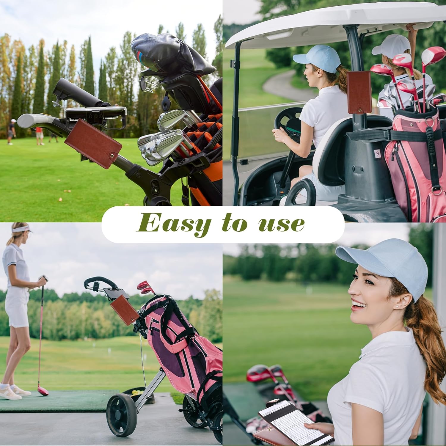 Yexiya 7 Pcs Magnetic Leather Golf Scorecard Holder with 4 Scorecard Books 1 Pencil 1 Golf Reference Distance Card Yardage Book Gift for Men Golfers Sports Outdoor Club Accessories