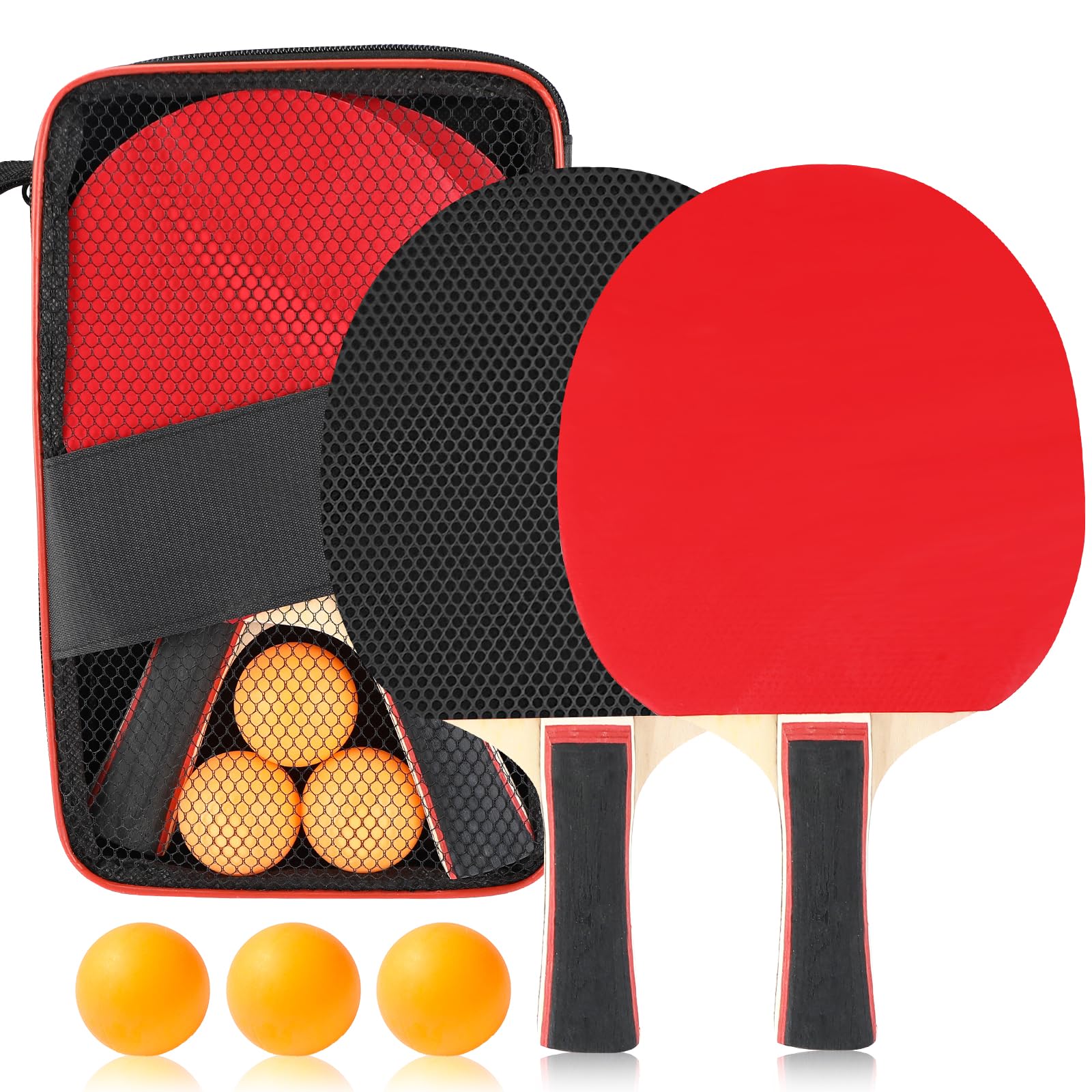 Diompirux Set Ping Pong Professionale - 2 Racchette, 3 Palline, Borsa Portatile - Foto 2