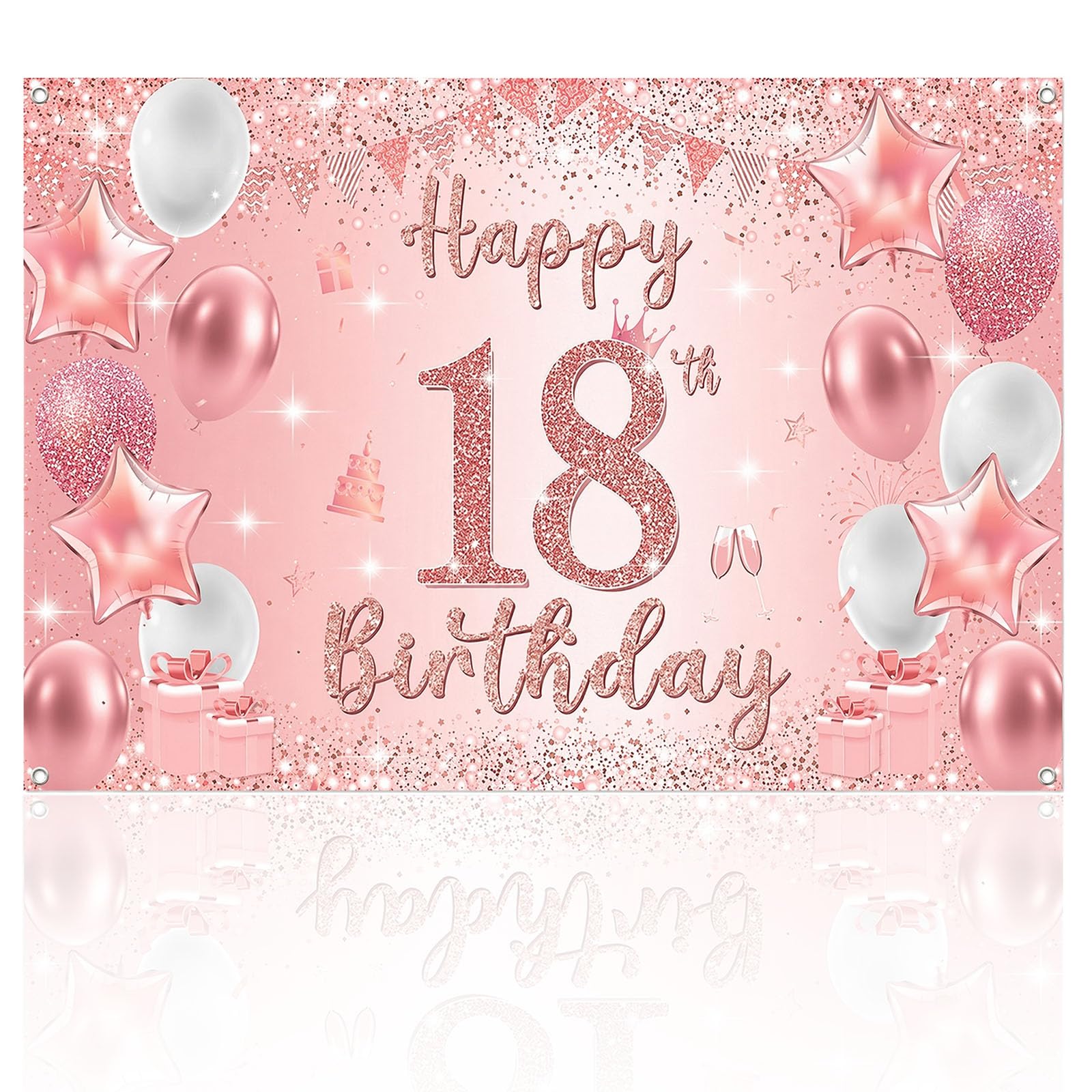 18th birthday banners rose gold for Girls Party Decorations