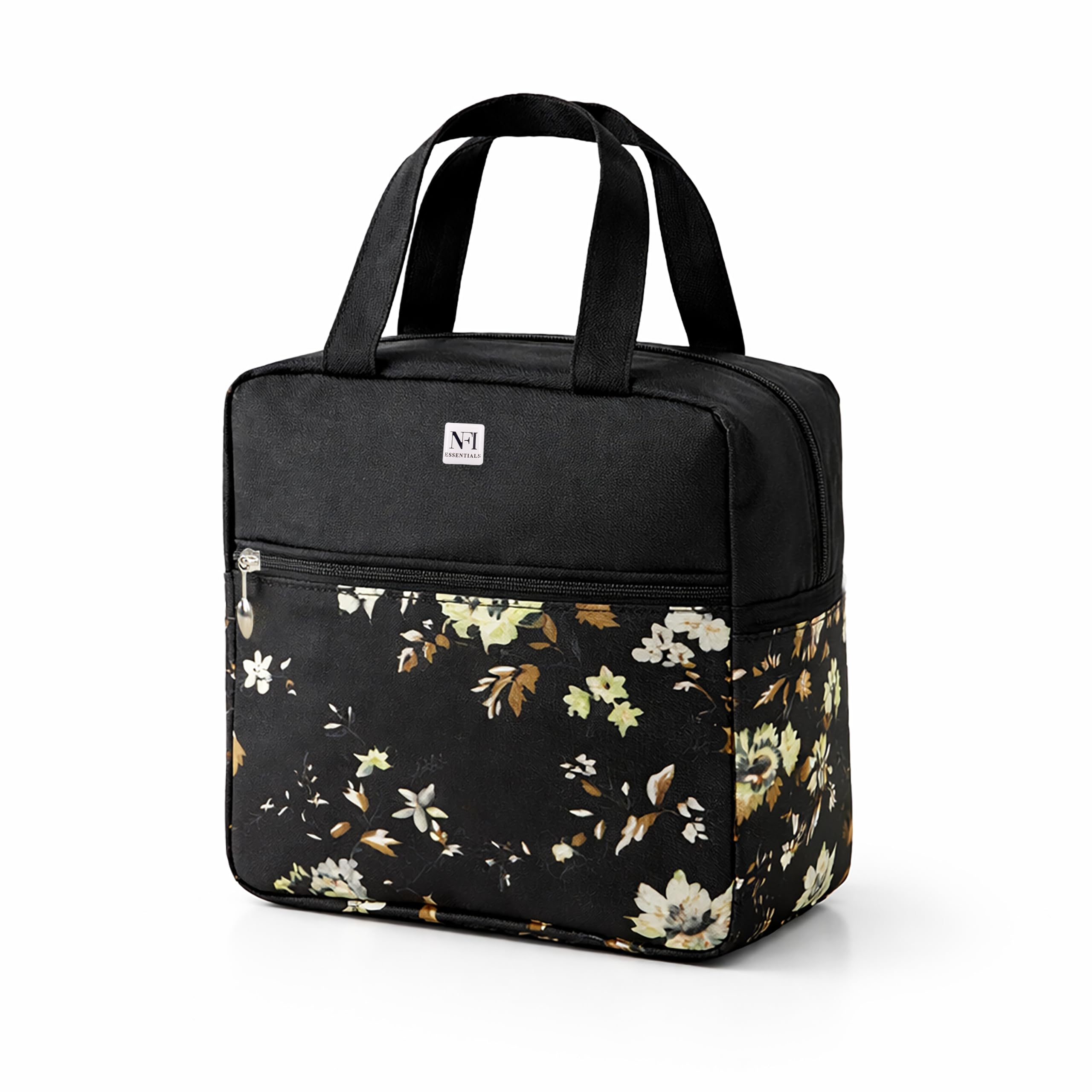 NFI essentials Polyester Insulated Lunch Bag for Men, Women, Office, School, College, Picnic, Outdoor Tiffin, Reusable Waterproof & Leakproof Lining Dabba Bag (Black)-image-49