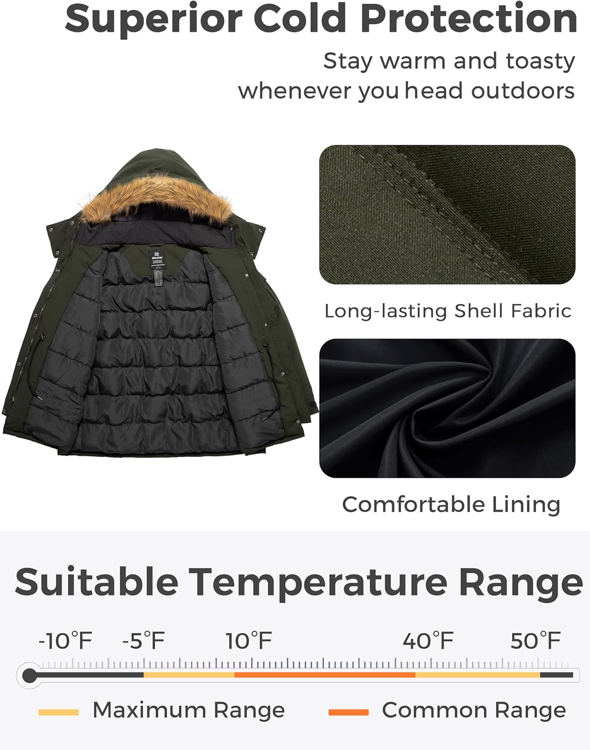 wantdo Plus Size Winter Coats for Women Parka Overcoat Warm Winter Jacket with Hood - Image 4