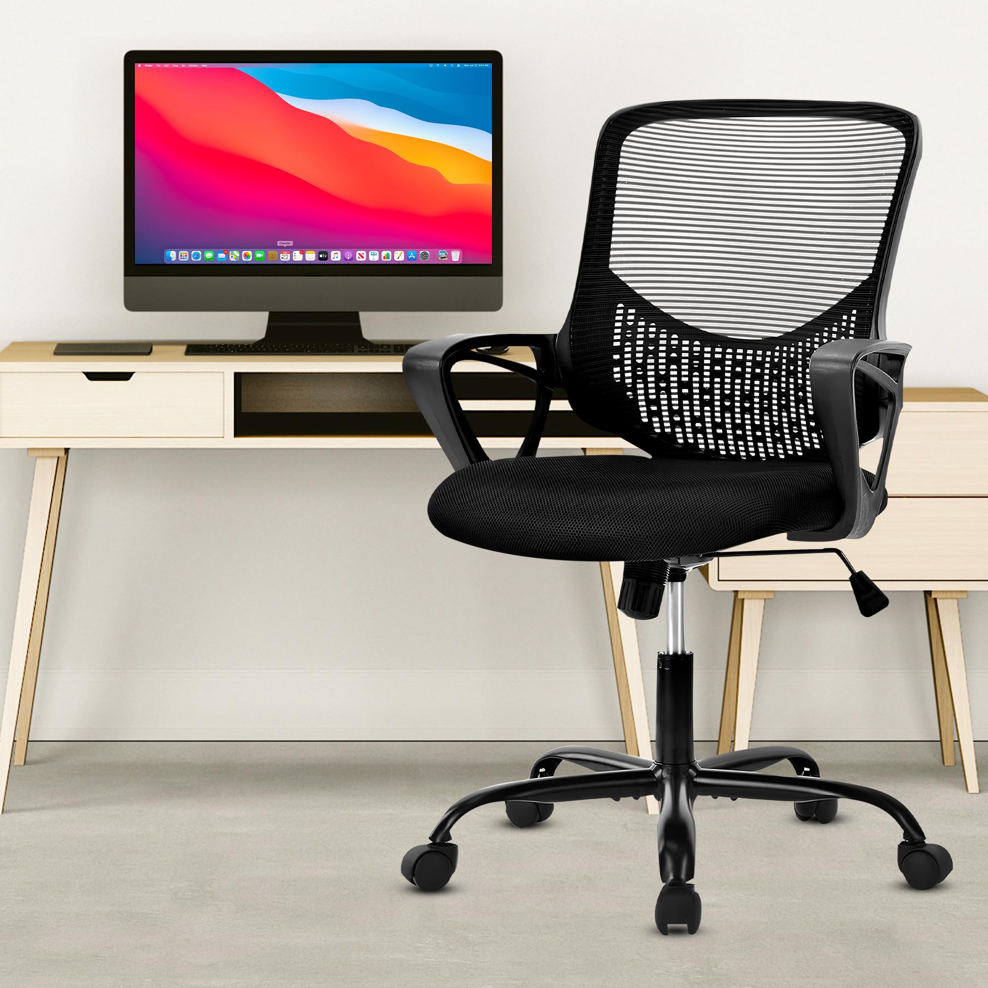 Fauteuil De Bureau Ergonomique, Pivotant, Réglable En Hauteur Mecanisme Dinclinaison Noir Songmics 3