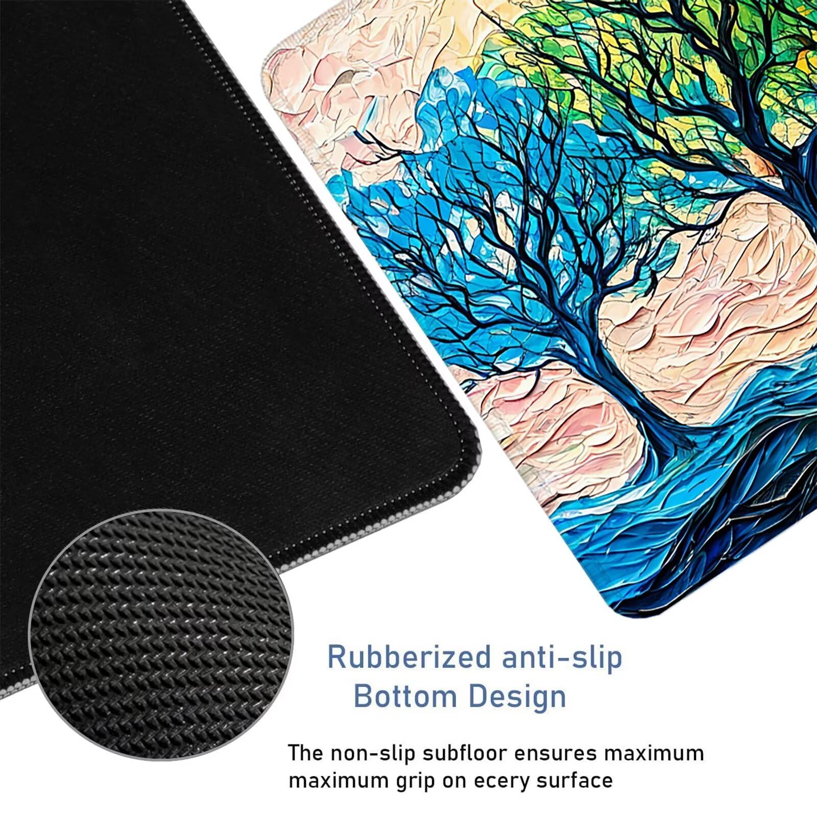 Kolorowa podkładka pod mysz XXL 1200 x 600 x 5 mm, duża podkładka pod mysz pod biurko, zszyte krawędzie, bardzo duża podkładka pod mysz z antypoślizgową gumową podstawą, dekoracja biurowa, prezent