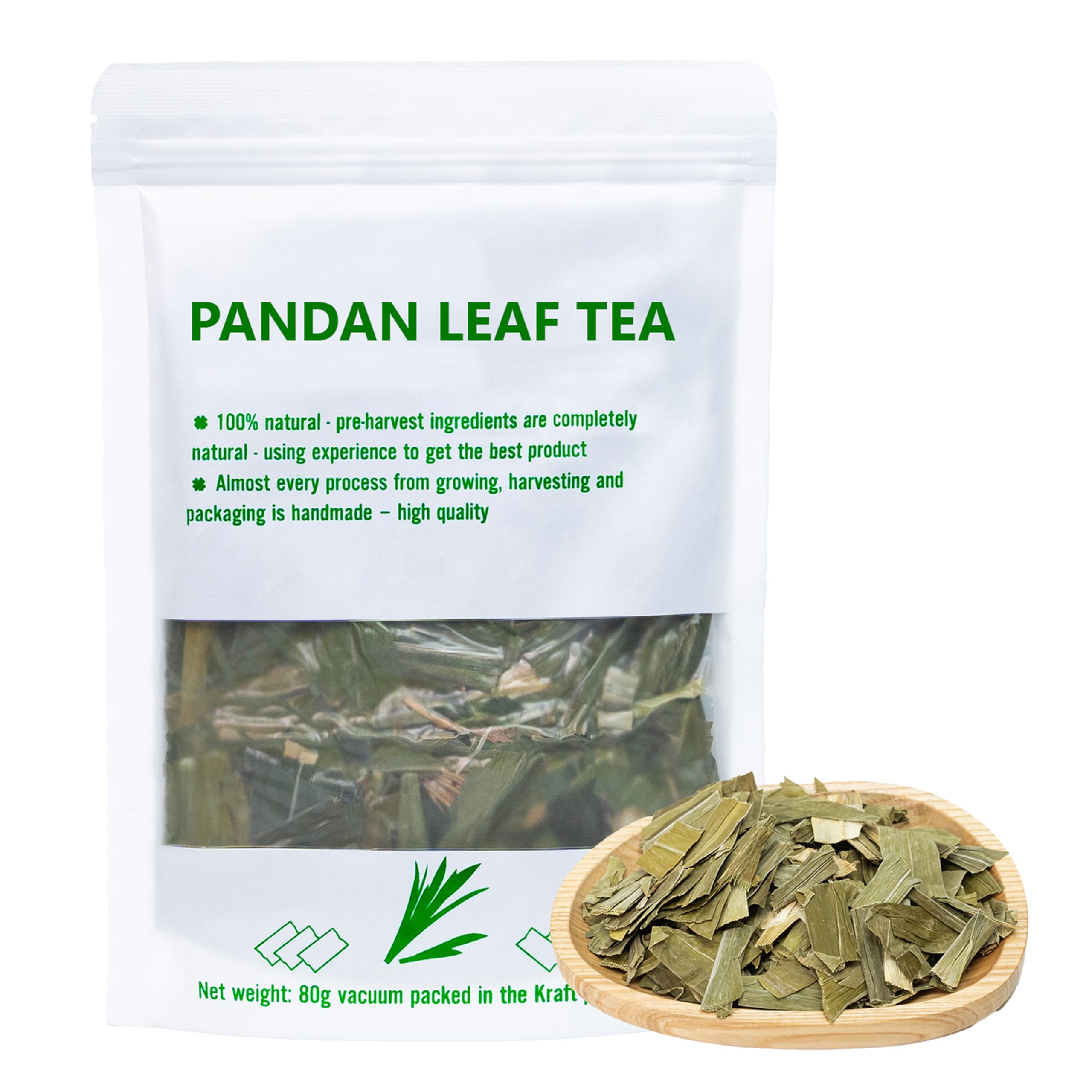 Natural Pandan Leaf Tea - 3 Oz Whole Leaves, Sweet & Fragrant, Re-Steep Vietnamese Herbal Detox Tea for Relax & Skin Effect, EnergySupport, Pandan Leaf for Food Coloring