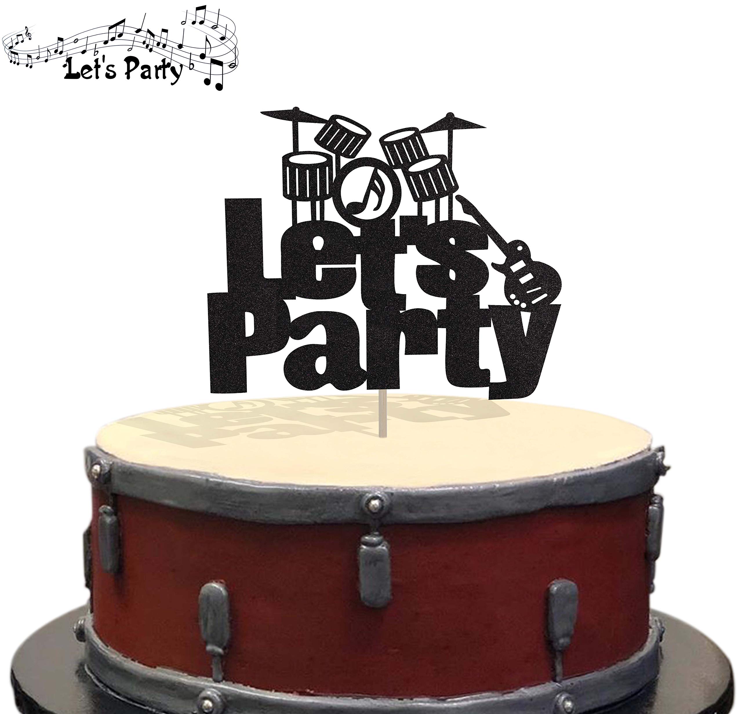 KAPOKKU Let's Party Drums Cake Topper for Music Birthday Rock and Roll