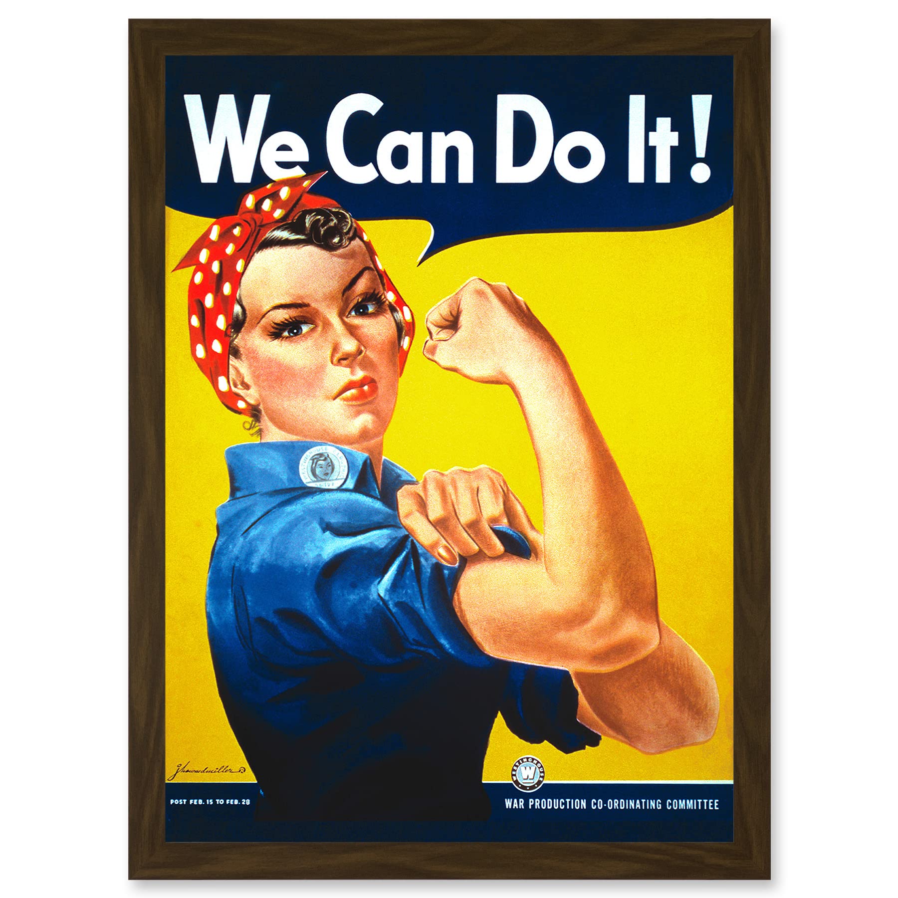 War Advert Rosie Riveter WW2 We Can Do It Women USA Artwork - Framed Wall Art Print - A4 Size