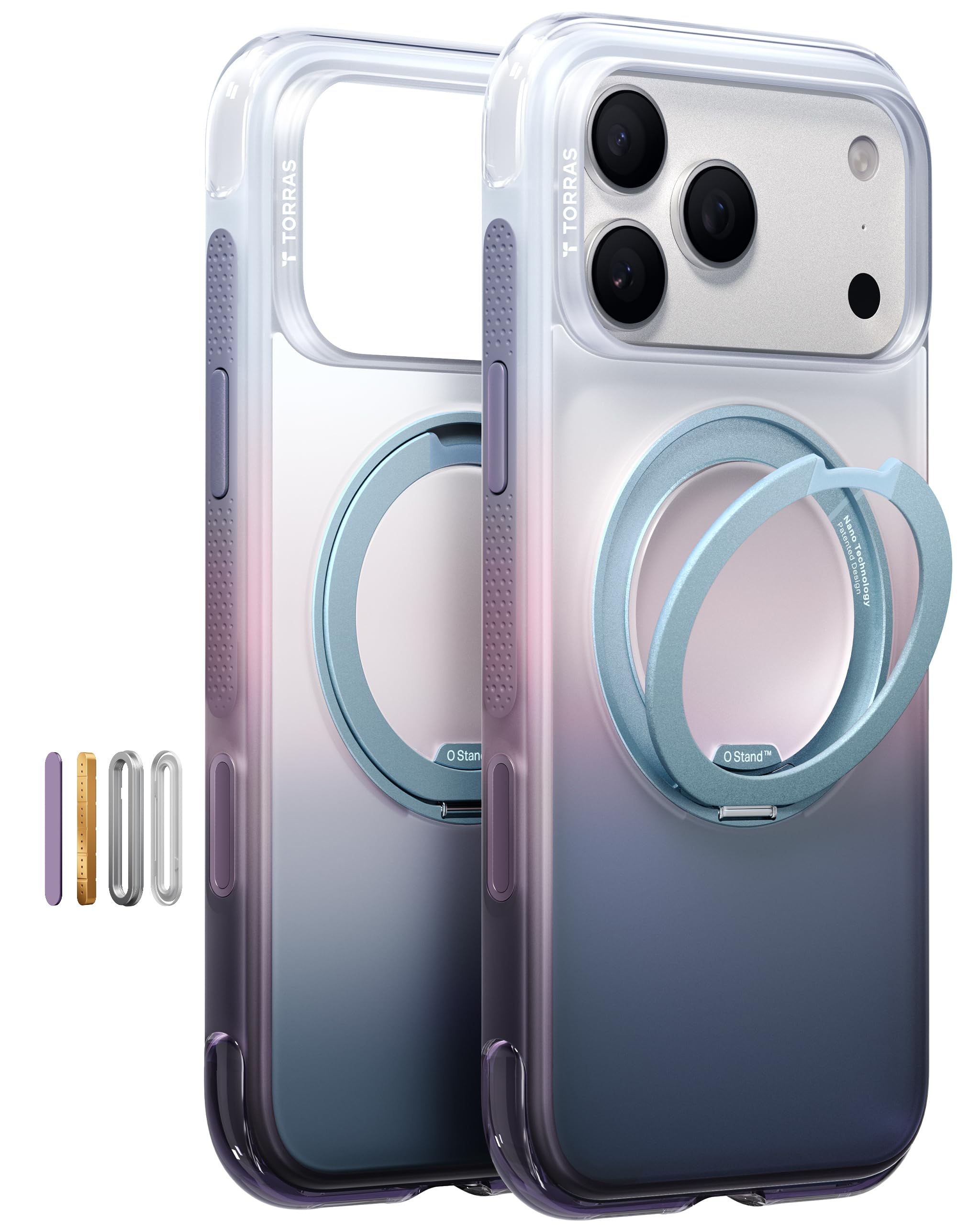 Photo 1 of TORRAS Ostand O3 Air for iPhone 17 Pro Case with 360 Magnetic Stand, Fit for Magsafe, Military Drop Protection, Camera Control, Shockproof Phone case for iPhone 17 Pro 6.3'', Dusk Haze Purple