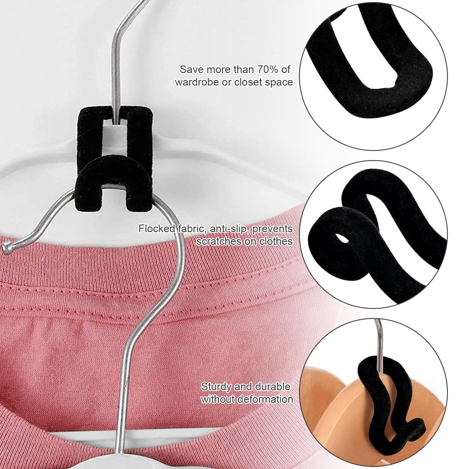 Ganci Appendiabiti Floccati Salvaspazio - 30 Pezzi, Grigio, Per Organizzare Guardaroba - Collegamento Verticale, Morbidi - Foto 10