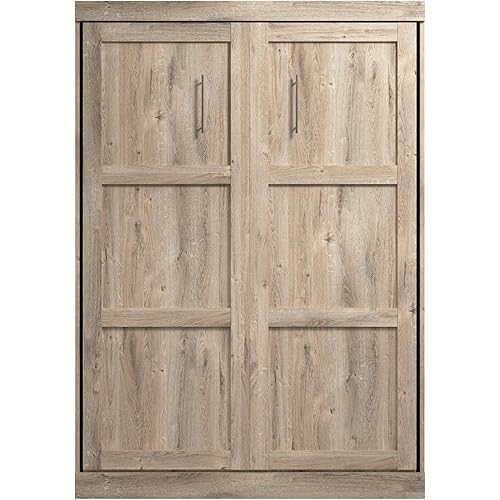 BESTAR Pur Murphy, Space-Saving Wall Bed for Multipurpose Guest Room or Home Office, Full, Rustic Brown
