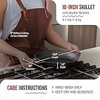 Vista 7 de Victoria - Sartén redonda de hierro fundido con asas de doble bucle, fabricada en Colombia, 10 pulgadas