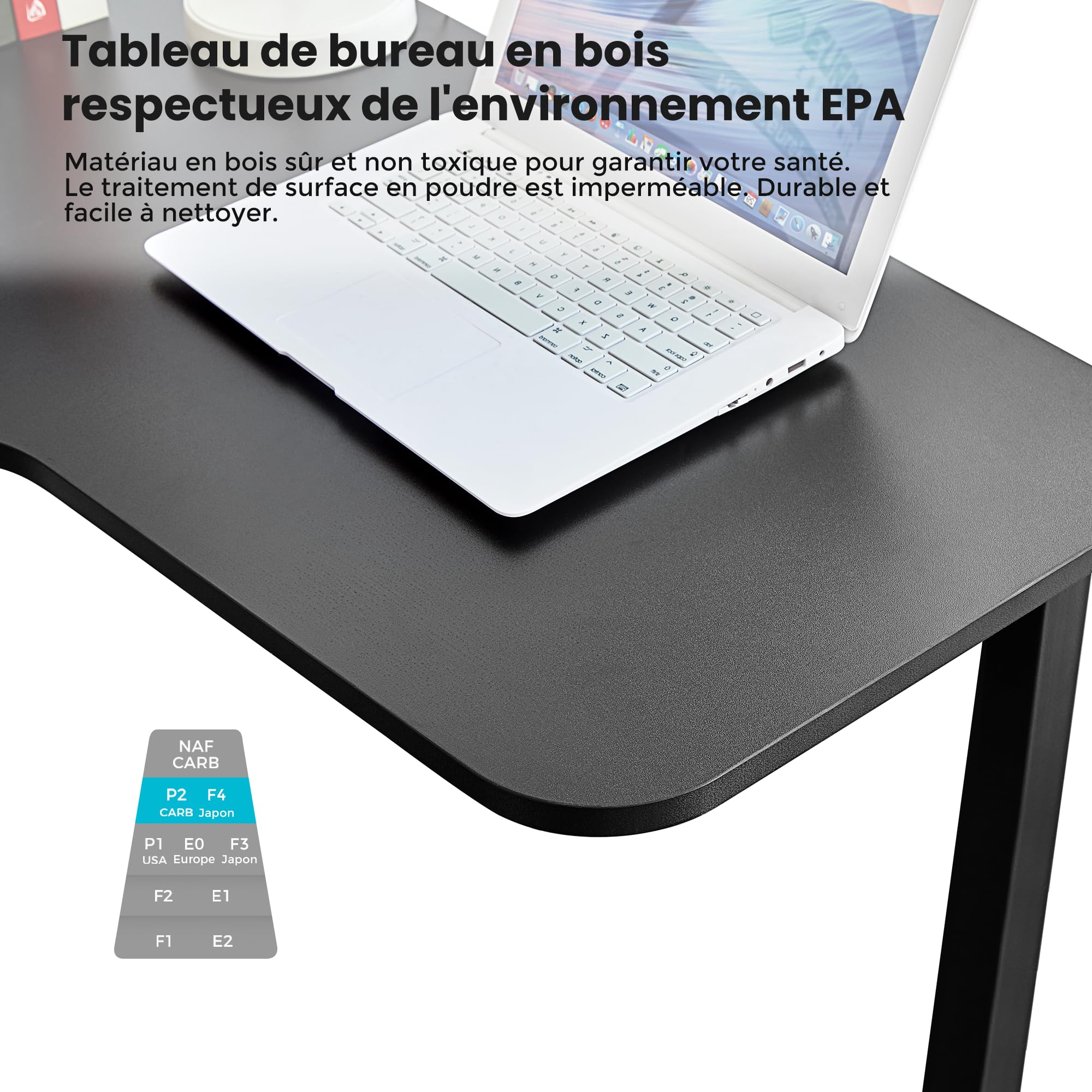 EUREKA ERGONOMIC Bureau d'angle 155x110cm Bureau Gaming Angle en Forme L Bureau Informatique d'Ordinateur avec Tapis de Souris