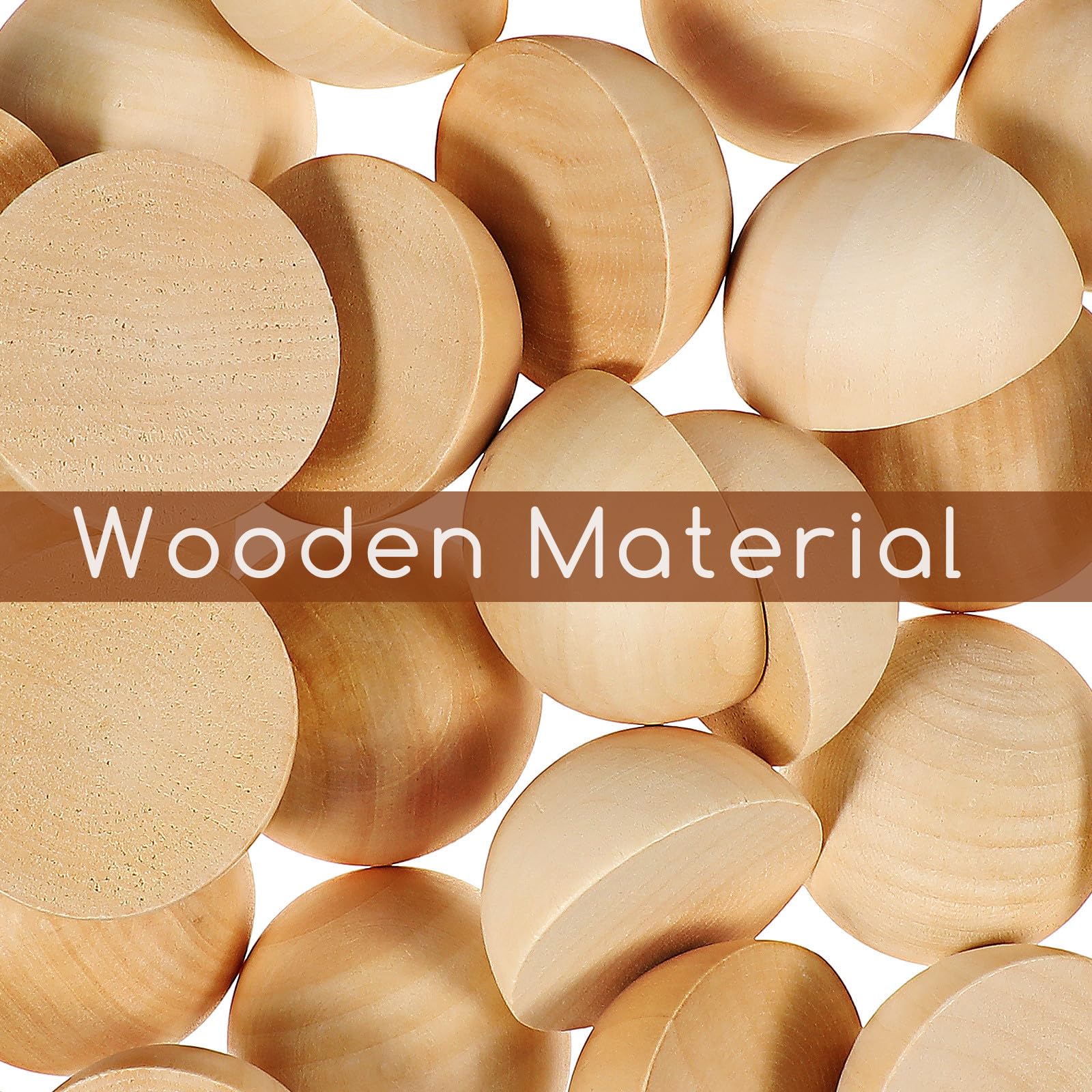 Medias Bolas de Madera sin Terminar 5cm, 40 Piezas para Manualidades