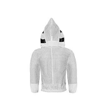 SAFTA Bee Pro 3 Layer Ventilated Beekeeping Jacket, Beekeeper Jacket For Professional Beekeepers, with Fencing Beekeeping Veil, Comfortable, Stingproof Jacket. (White, X-Large)