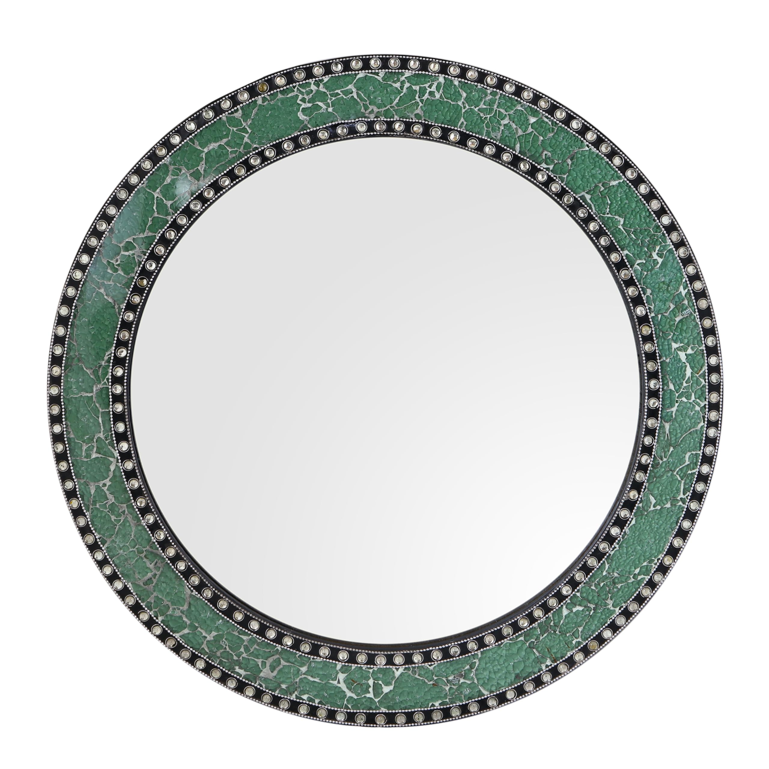 Harrow Decor Green Crackle Mosaic Mirror Wm-050B, Size 24''
