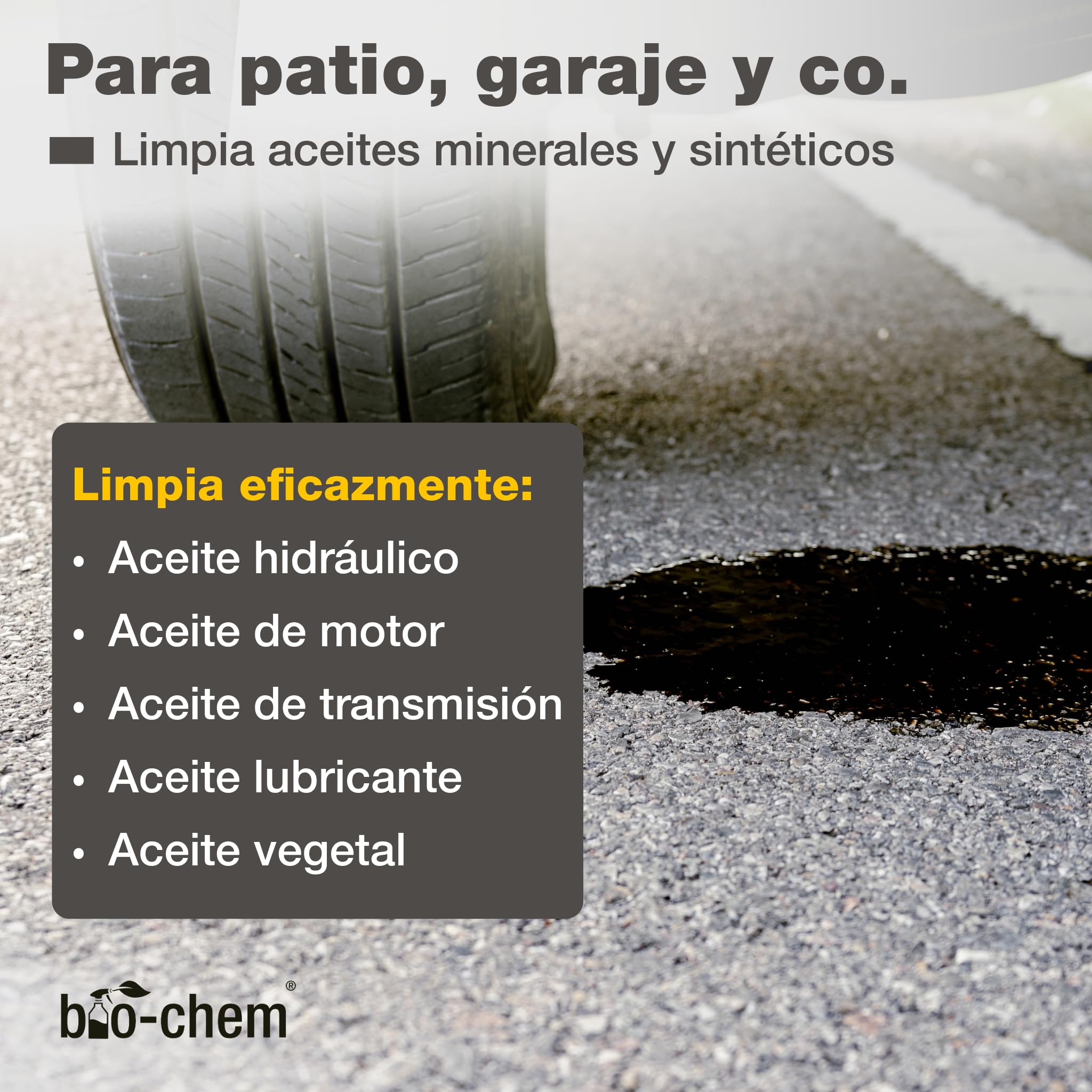 bio-chem Eliminador de Manchas de Aceite 3L, para piedra y hormigón | Quitamanchas Concentrado Biodegradable - Limpieza para adoquines, Asfalto - Limpiador Coche Garaje terrazo