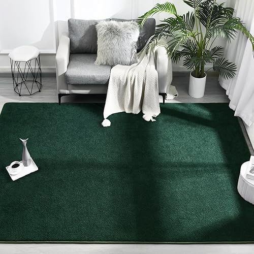 Miniatura 2 de FlyDOIT Alfombras de área para dormitorio, sala de estar, 4 x 6 pies, color verde oscuro, súper suaves, cómodas, alfombras de interior de espuma