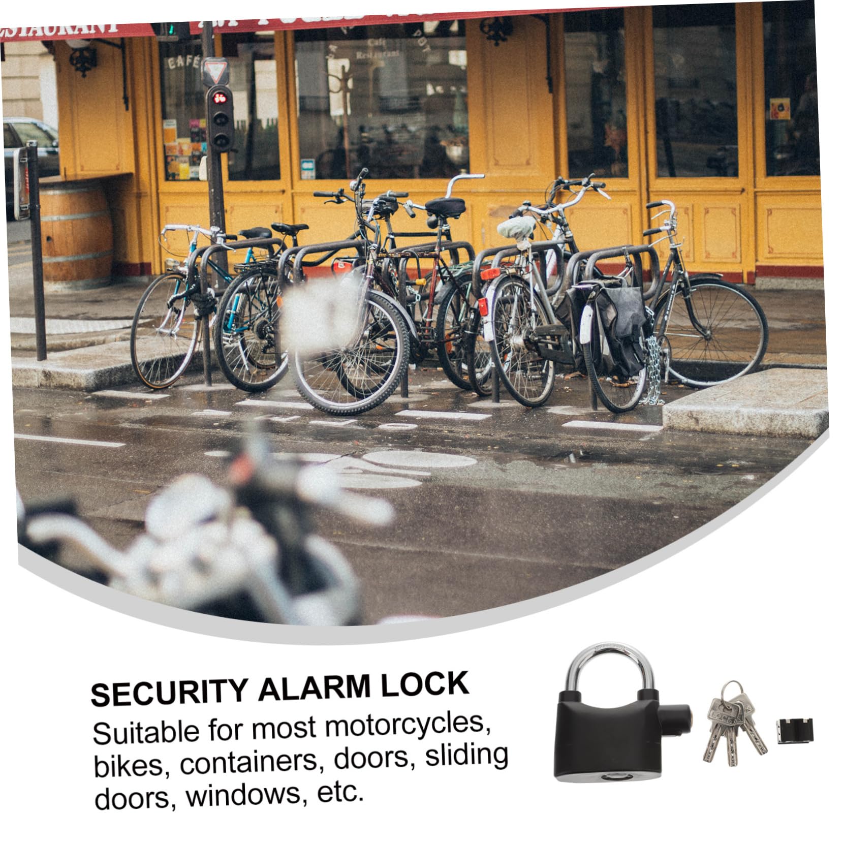 Cadenas Antivol de Vélo en U, Alarme, Lot de 2 Pièces | Alliage D'aluminium Noir, 3 Clés Incluses, Usage Multi-porte et Fenêtre, Facile à Transporter