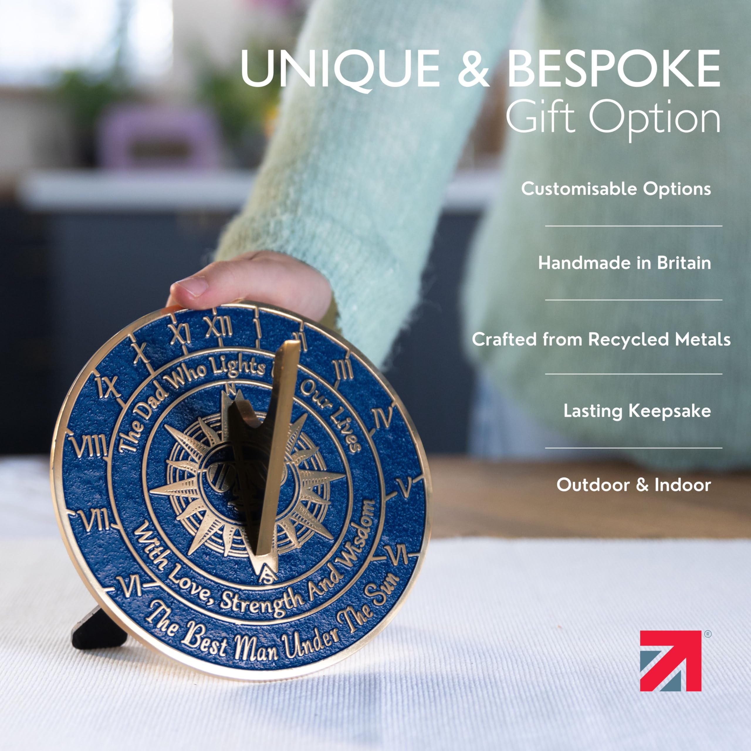 The Metal Foundry Gift for Dad, Grandad, Stepdad, Father-in-Law, Handmade Pure Brass Sundial, Perfect for Fathers Day, Birthdays, or Any Occasion