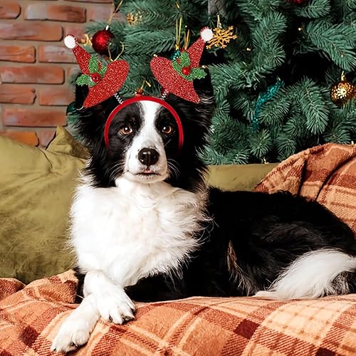 Miniatura 5 de Elegant little tail 2 diademas de Navidad para perro, accesorios para cachorros para perros pequeños y medianos, tocado de cuerda de pelo de