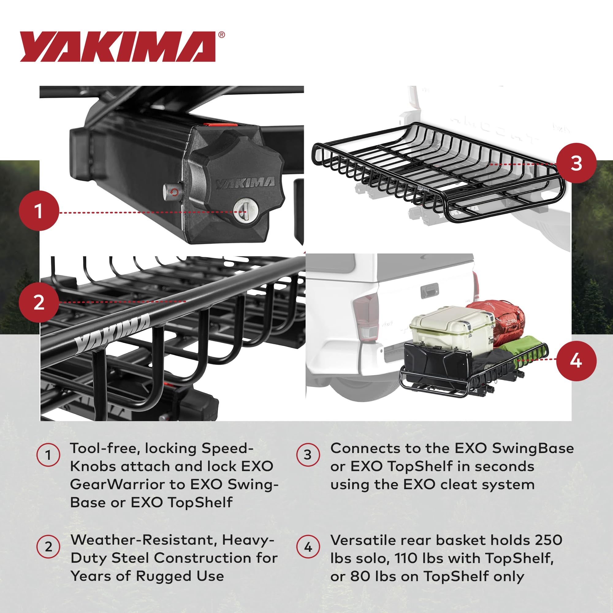 Yakima Cargo Basket Mount Car SUV or Truck Tailgate Carrier for EXO Hitch Rack System Basket Accessory Only — view 3