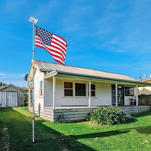 Miniatura 8 de Yescom - Kit de mástil telescópico de bandera de 30 pies, 2 banderas de calibre 16, mástil de aluminio de 3 x 5 pies, bandera de Estados Unidos y