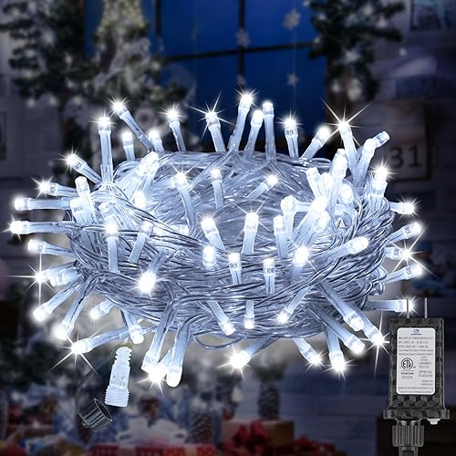 Luces de Navidad enchufables de 33 pies, guirnalda de 100 luces LED, con temporizador y 8 modos, iluminación para interiores y exteriores, para