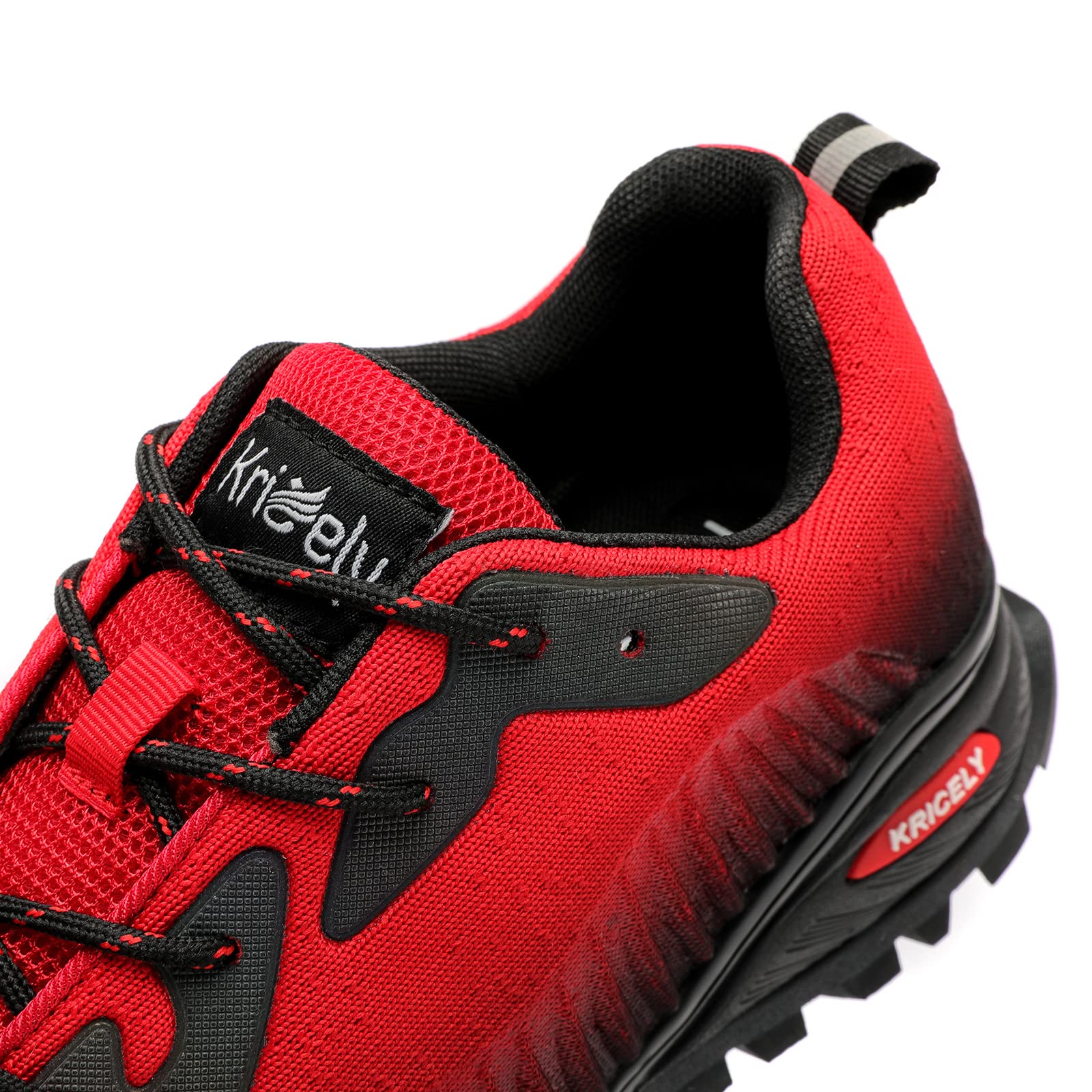 Kricely Zapatillas Trail Hombre Antideslizante Senderismo Rojo 44.5 | Transpirable y ligero, suela de goma antidesgaste, apto para montaña, caminatas, trail running y uso exterior diario