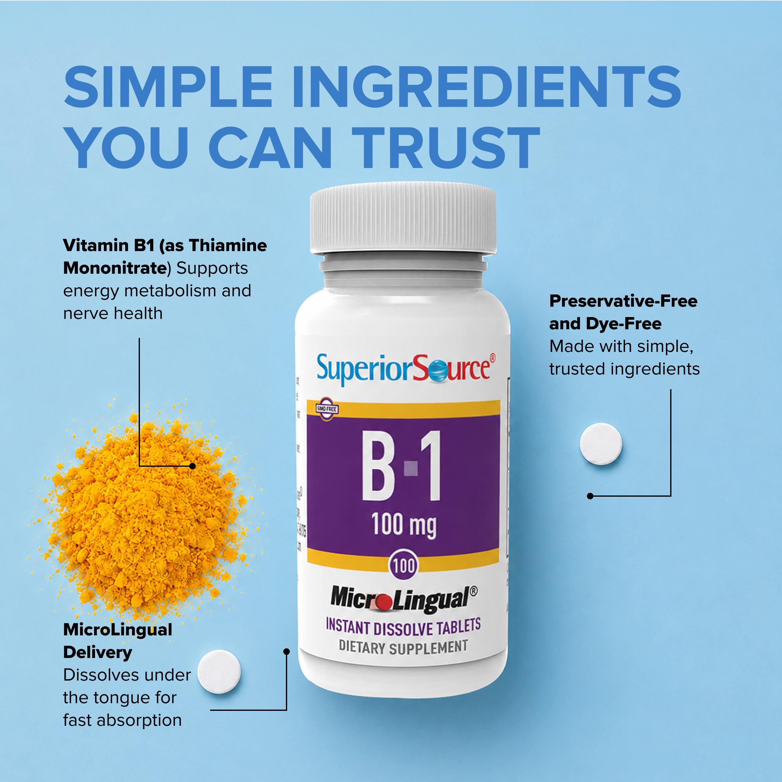 Superior Source Vitamin B-1 (Thiamin) 100 mg, 100 Sublingual Tablets — Amazon image 6