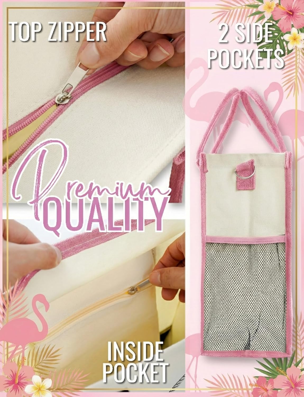 InnoBeta Flamingo Gifts for Women, Flamingo Tote Bag with Top Zipper Closure and Shoulder Strap for Birthday, Christmas and Every Special Occasion - Image 6