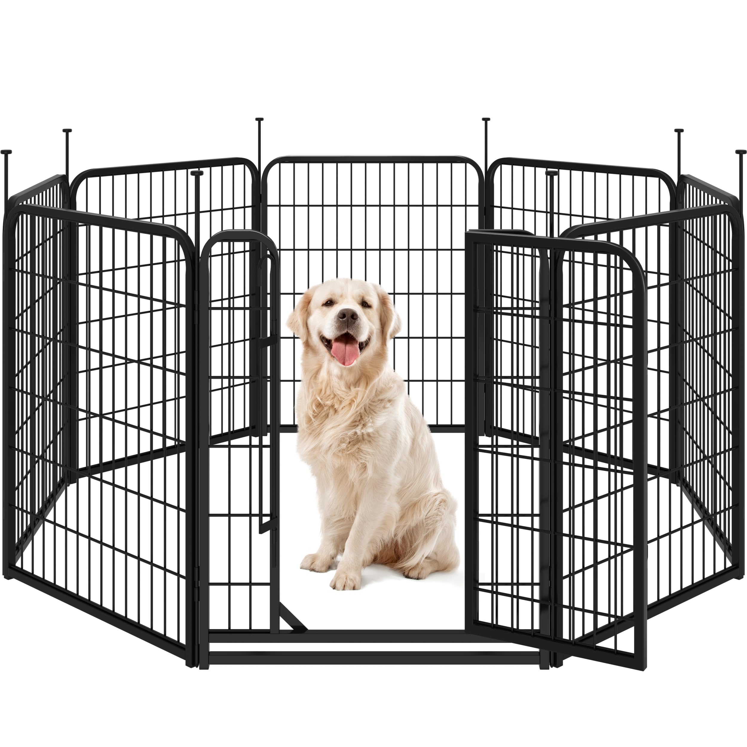 Yaheetech Recinto per Cani Cuccioli Conigli Gatti Animali da Interno e Esterno Giardino Rete Recinzione Ferro 8 pz 65 x 80 cm Pieghevole e Portatile