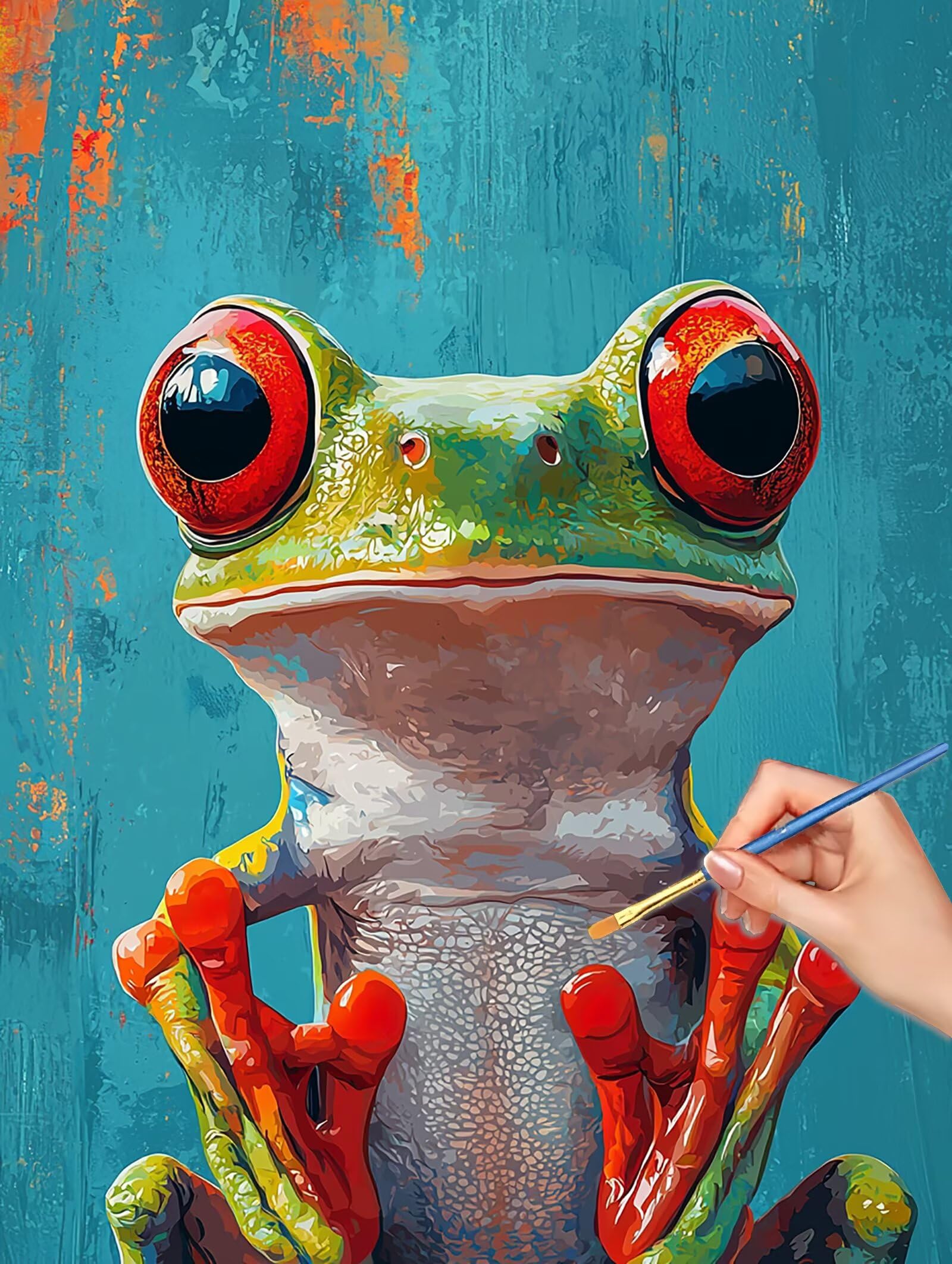 Malowanie według liczb dla dorosłych, 90 x 120 cm zestaw do malowania według numerów żaba dla dorosłych początkujących, Paint by Numbers zwierzę z akrylowymi pędzlami pigmentowymi rysunkami, dekoracja
