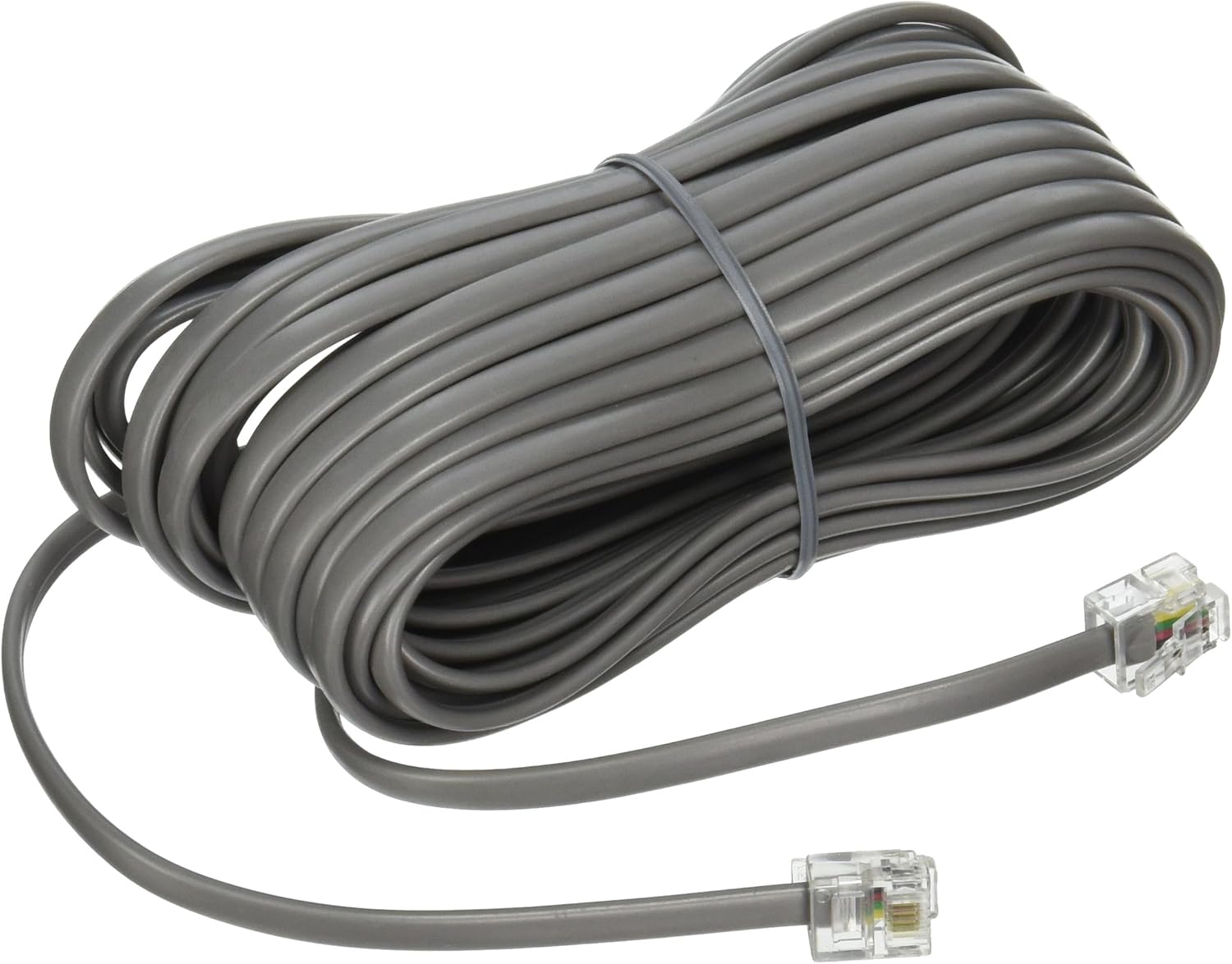 Premium Telephone Line Cord Heavy Duty Silver Satin 4 Conductor 25-ft by TeleDirect