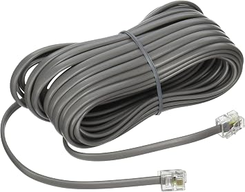 Premium Telephone Line Cord Heavy Duty Silver Satin 4 Conductor 25-ft by TeleDirect