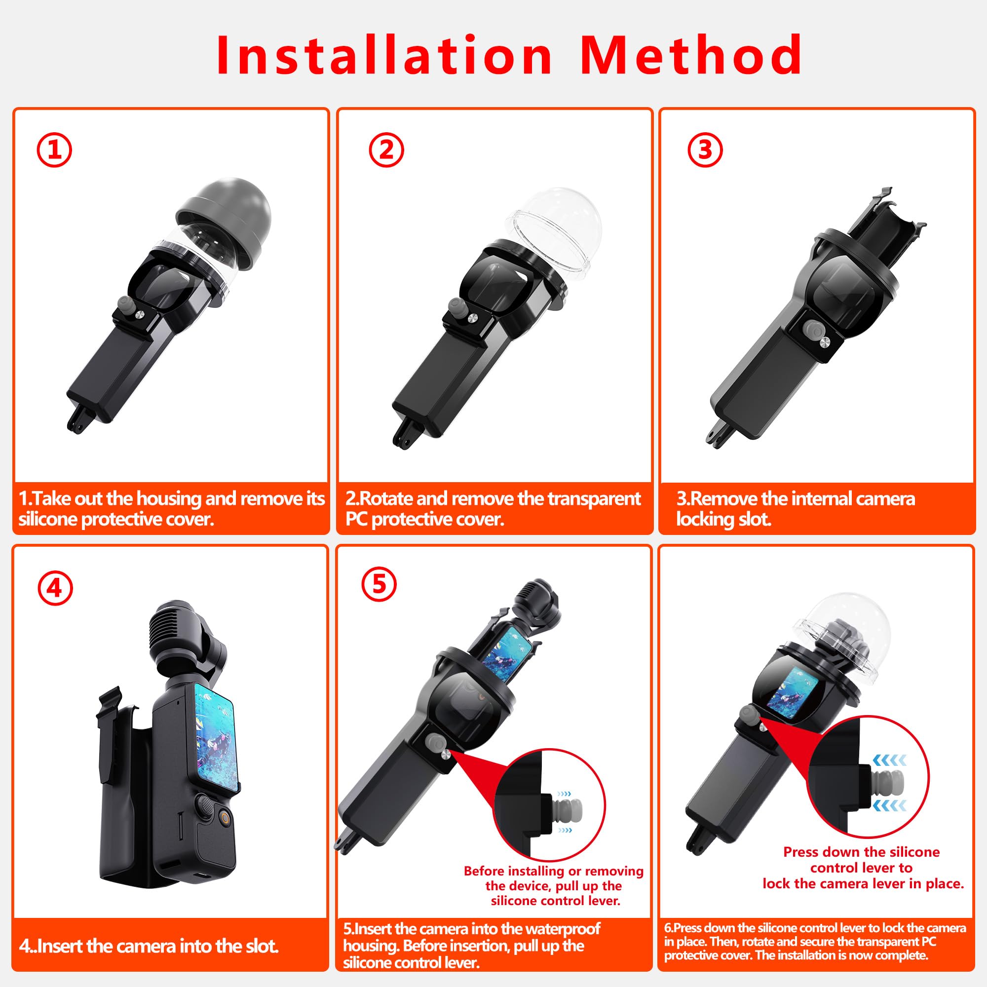 Carcasa impermeable para DJI Osmo Pocket 3, color negro