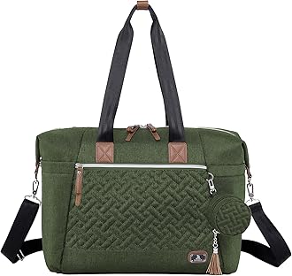 Dikaslon Diaper Bag Tote, Large Travel diaper tote for Mom and Dad, Multifunction baby tote bag for Boys and Girls with Pacifier Case and Changing Pad, Olive Green