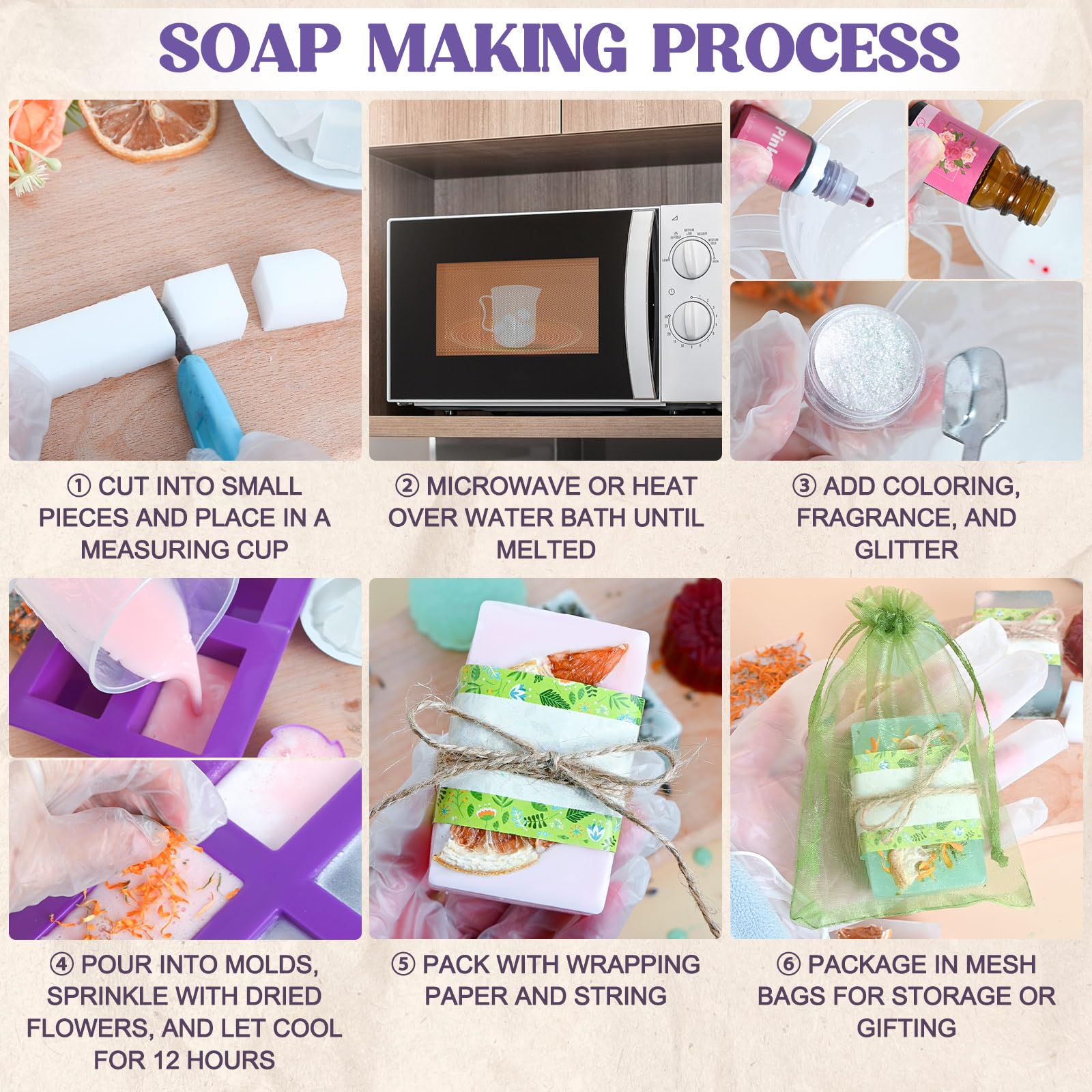 Set per la produzione di sapone per adulti, set creativo per la creazione di sapone fai da te con base per stampi, kit artigianali per adulti, kit per bombe da bagno per principianti, come