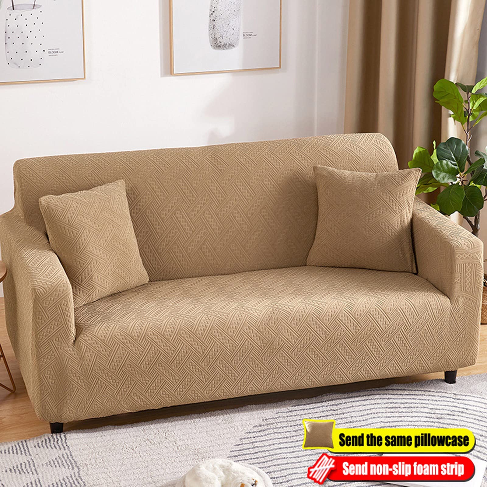 Daesar Housse De Canapé 2 Places Extensible - Tissu Polyester Café Clair - Protection Meuble