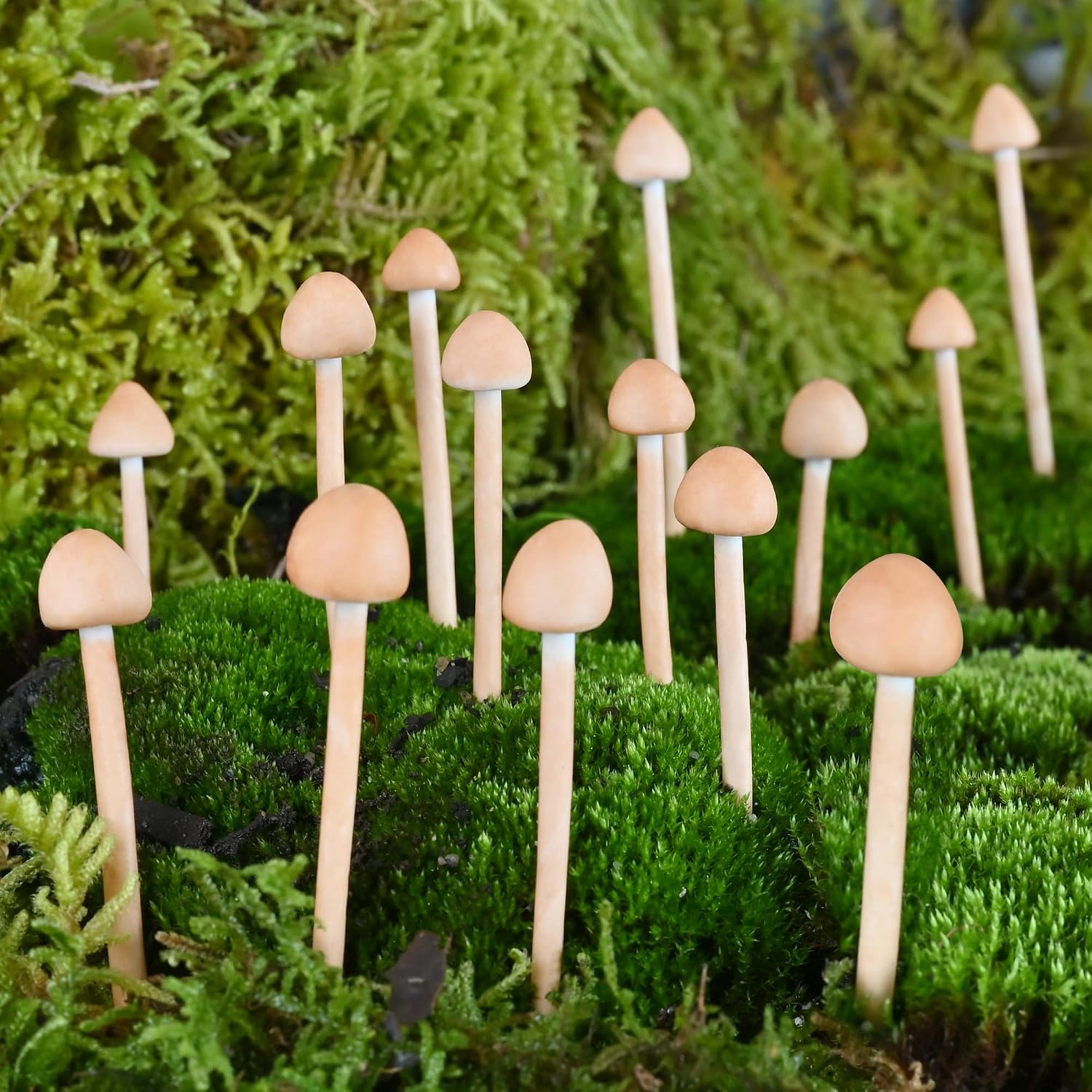 18-Pack Handmade Clay Mushrooms - Mini Fake Mushrooms for DIY Miniature Landscapes & Fairy Gardens - Desktop Ornaments & Christmas Decorations