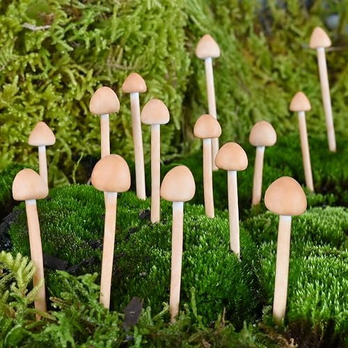 18-Pack Handmade Clay Mushrooms - Mini Fake Mushrooms for DIY