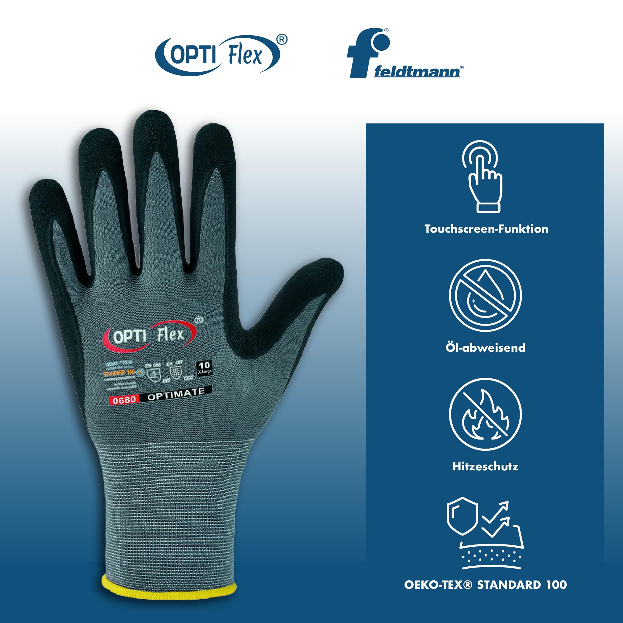 Opt Flex® Optimate rękawice z drobnej dzianiny, nylon, z pianką nitrylową, szare, rozmiar 9, opakowanie 144 sztuk