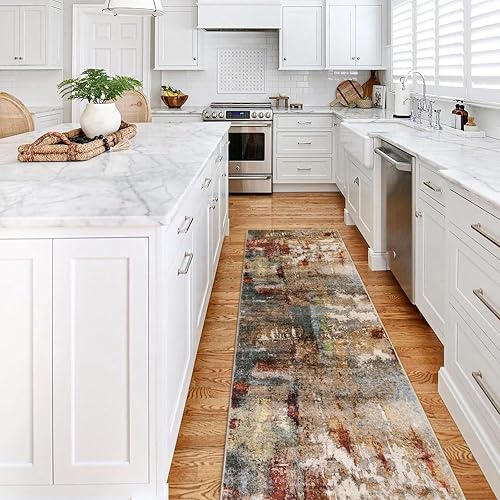 Miniatura 29 de Lahome - Tapete moderno abstracto, 8 x 10 pies, para sala, lavable, resistente a manchas, antideslizante, grande, rojo, suave, para comedor, mesa,