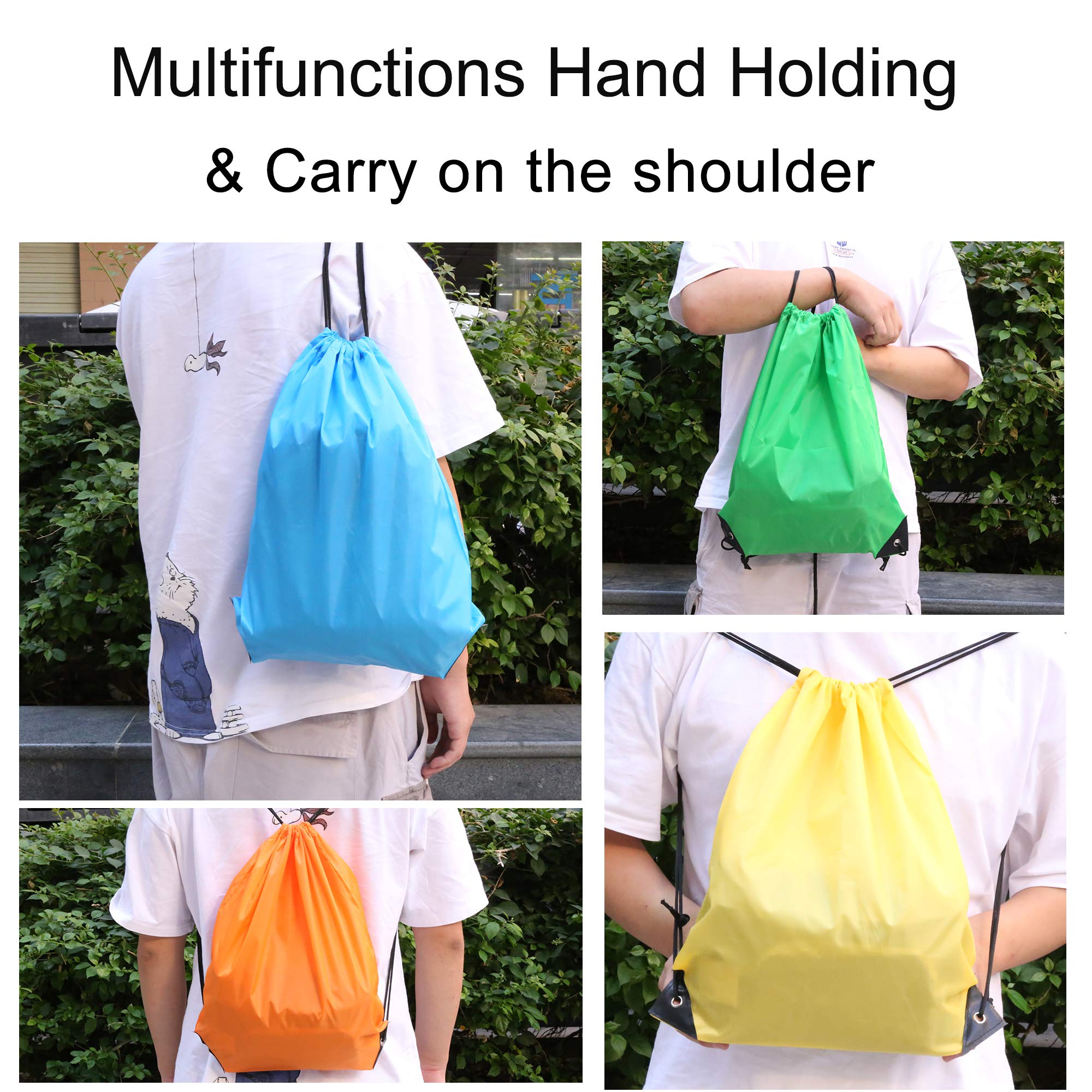 Borsa con Chiusura a Cordoncino, 2 Confezioni di Zaini, Borsa per Palestra, Viaggi, Yoga, Scuola e Altri Sport all'Aria Aperta, 10 Nero.