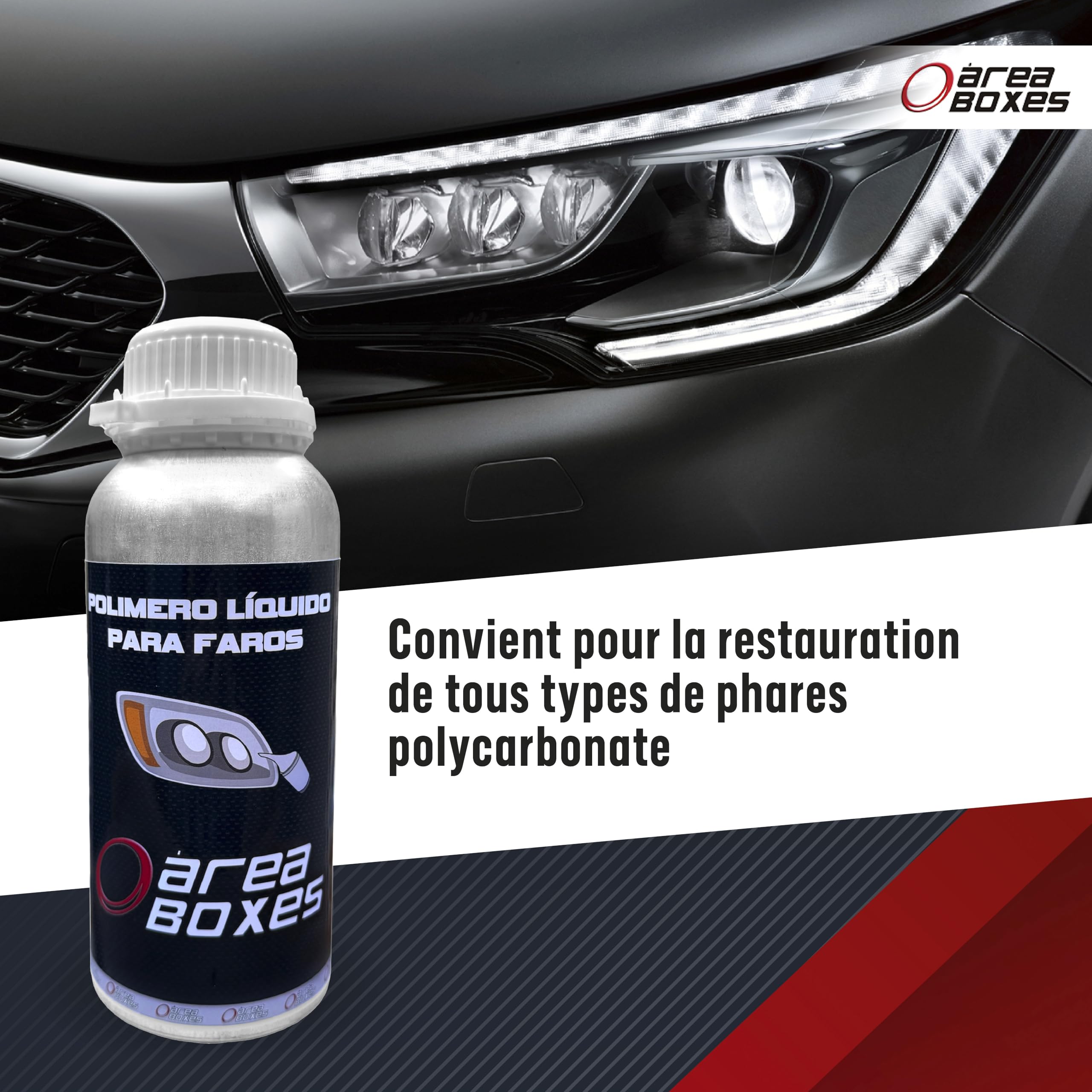 Kit De Restauration De Phares De Voiture avec POLYMÈRE Liquide. Kit Polymère Complet Rapide Et Facile, Tout Ce Dont Vous Avez Besoin pour Restaurer Complètement Vos Phares à Neuf. (Low-KIT)