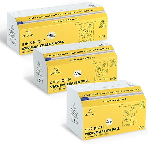 OutOfAir Paquete de caja cortadora de rollo sellador al vacío de 6", 8" y 11"
