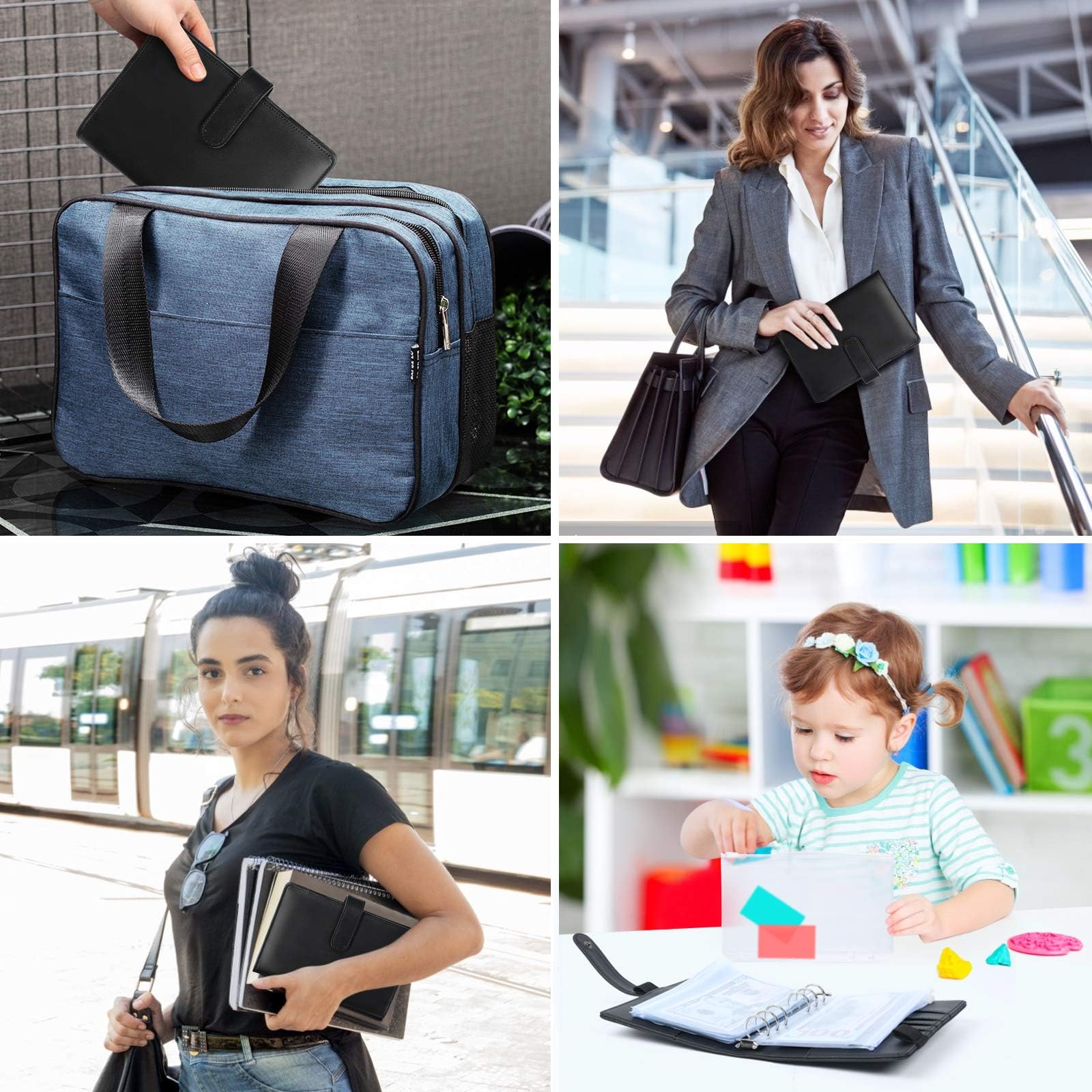 Newtion - Raccoglitore formato A6 e 12 buste trasparenti in PVC, con buste per contanti per budgeting, mini tasche per raccoglitore, buste per budget e budget