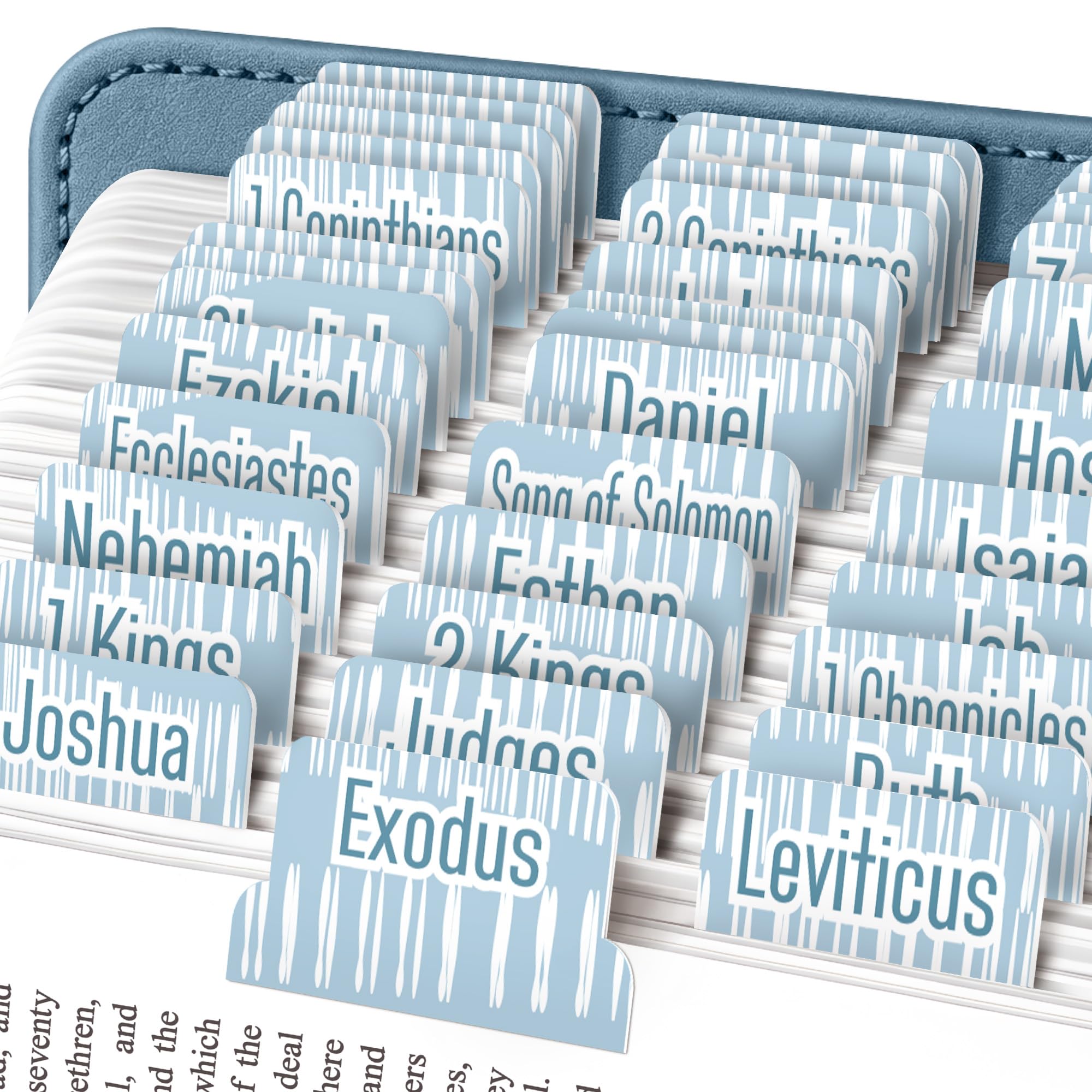 EssexWares - White Fence Bible Tabs for Old and New Testament, 80 Large Print Tabs for Bible Study, Water-Resistant and Durable Index Tabs for Women and Men - 1.7" Wide — image 1