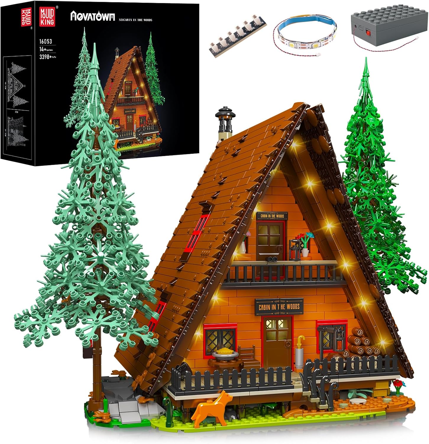 Mozewa 16053 Modular Building Sets for Adults, Wood Cabin House Large